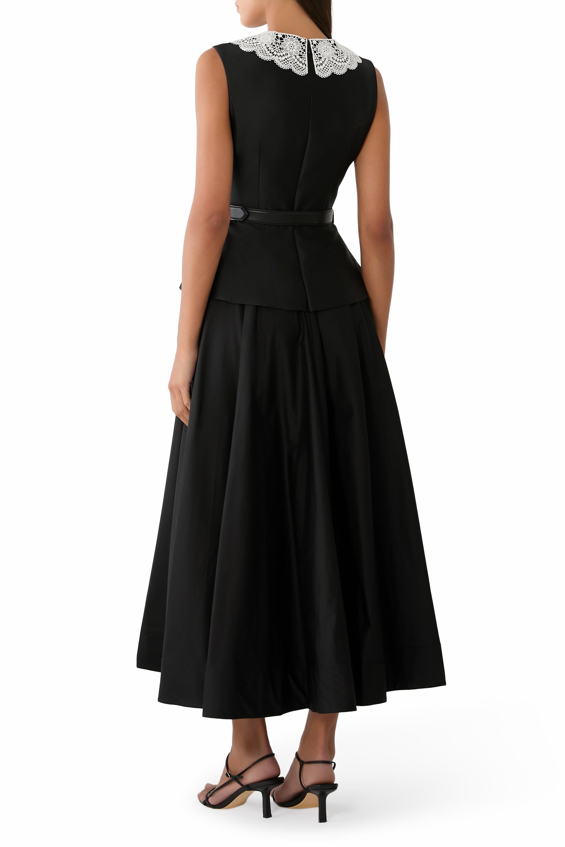  Taffeta Peplum Midi Dress