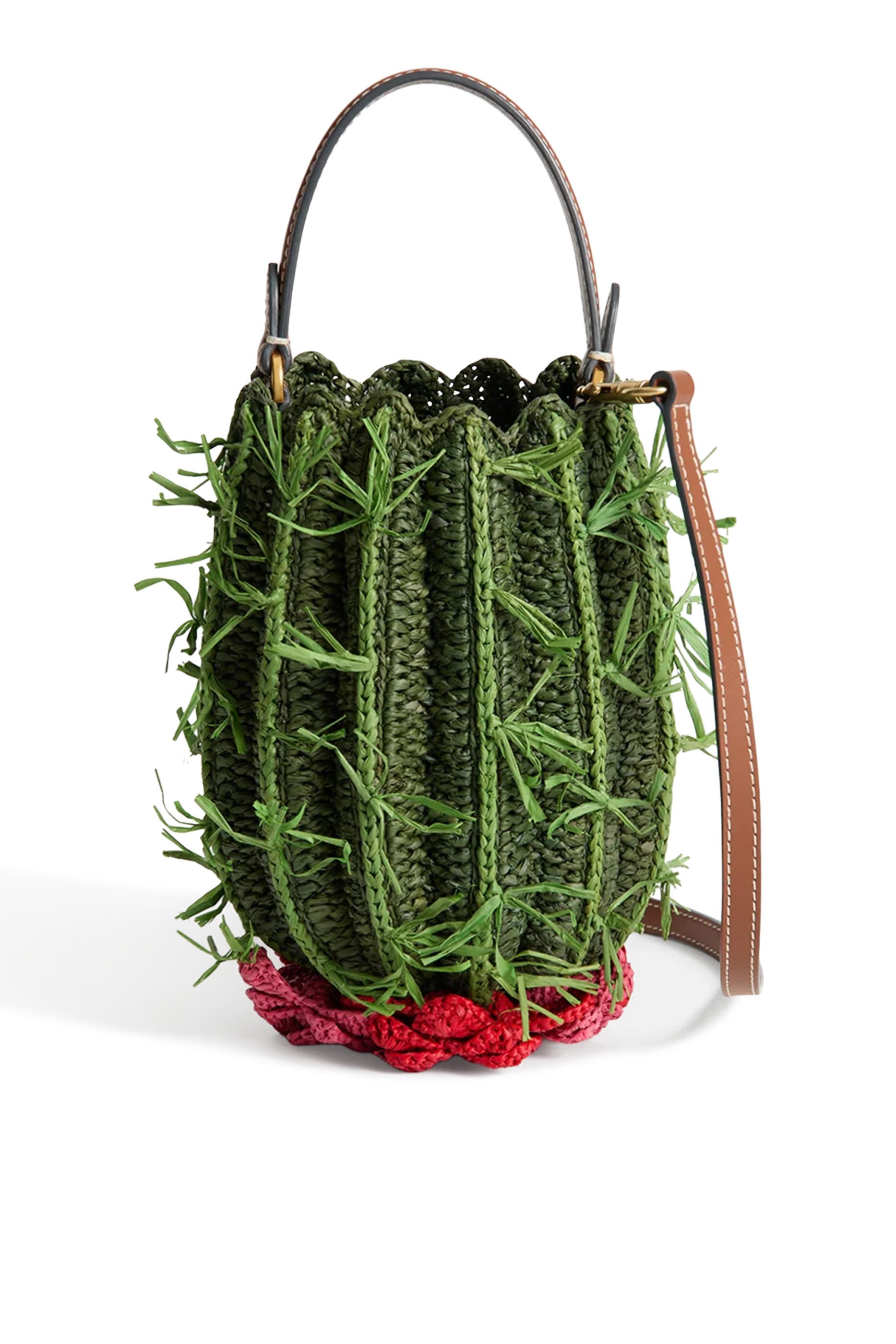 Raffia Cactus Crossbody Bag