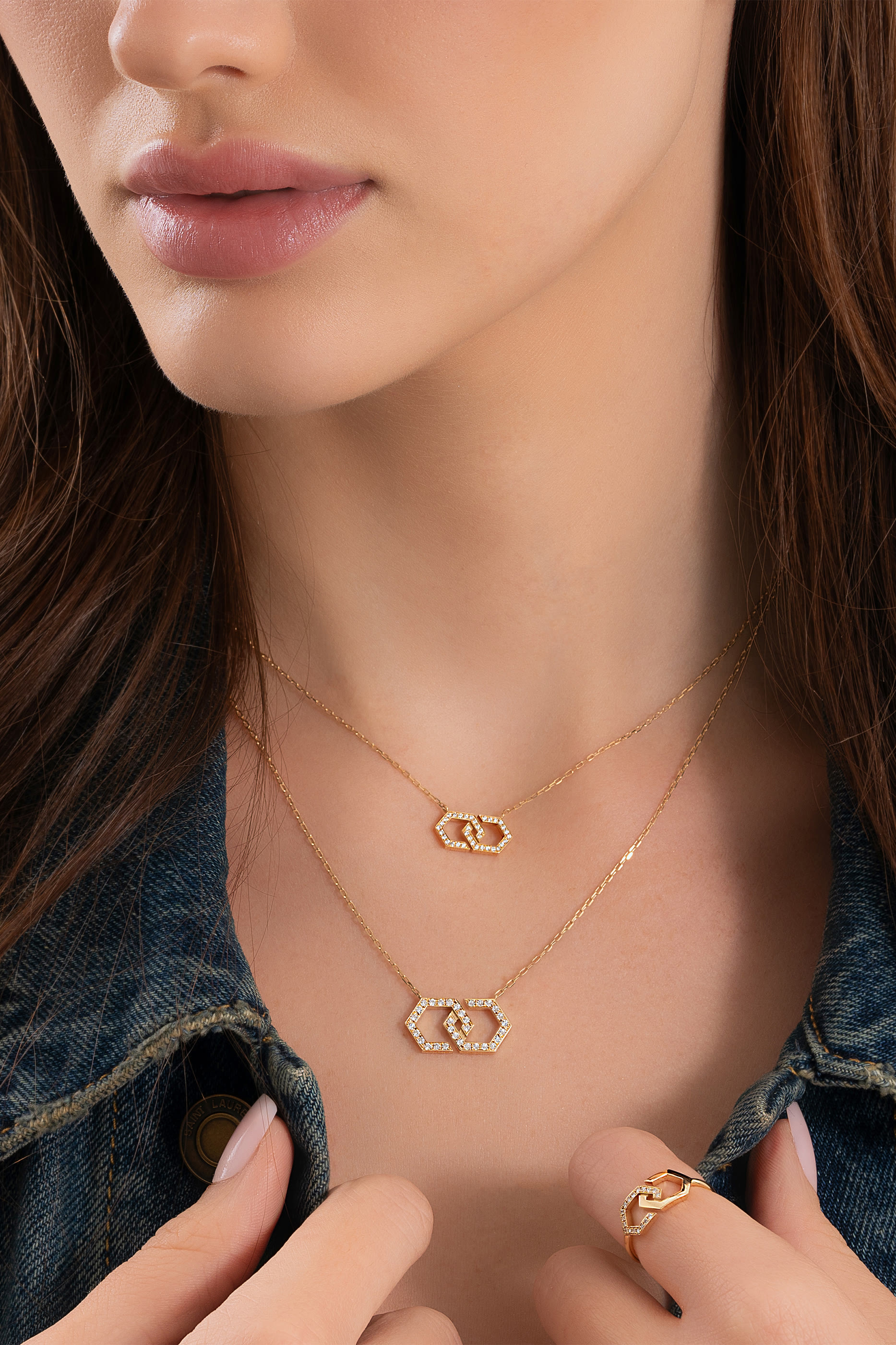Infinity Medium Necklace, 18k Yellow Gold & Diamonds