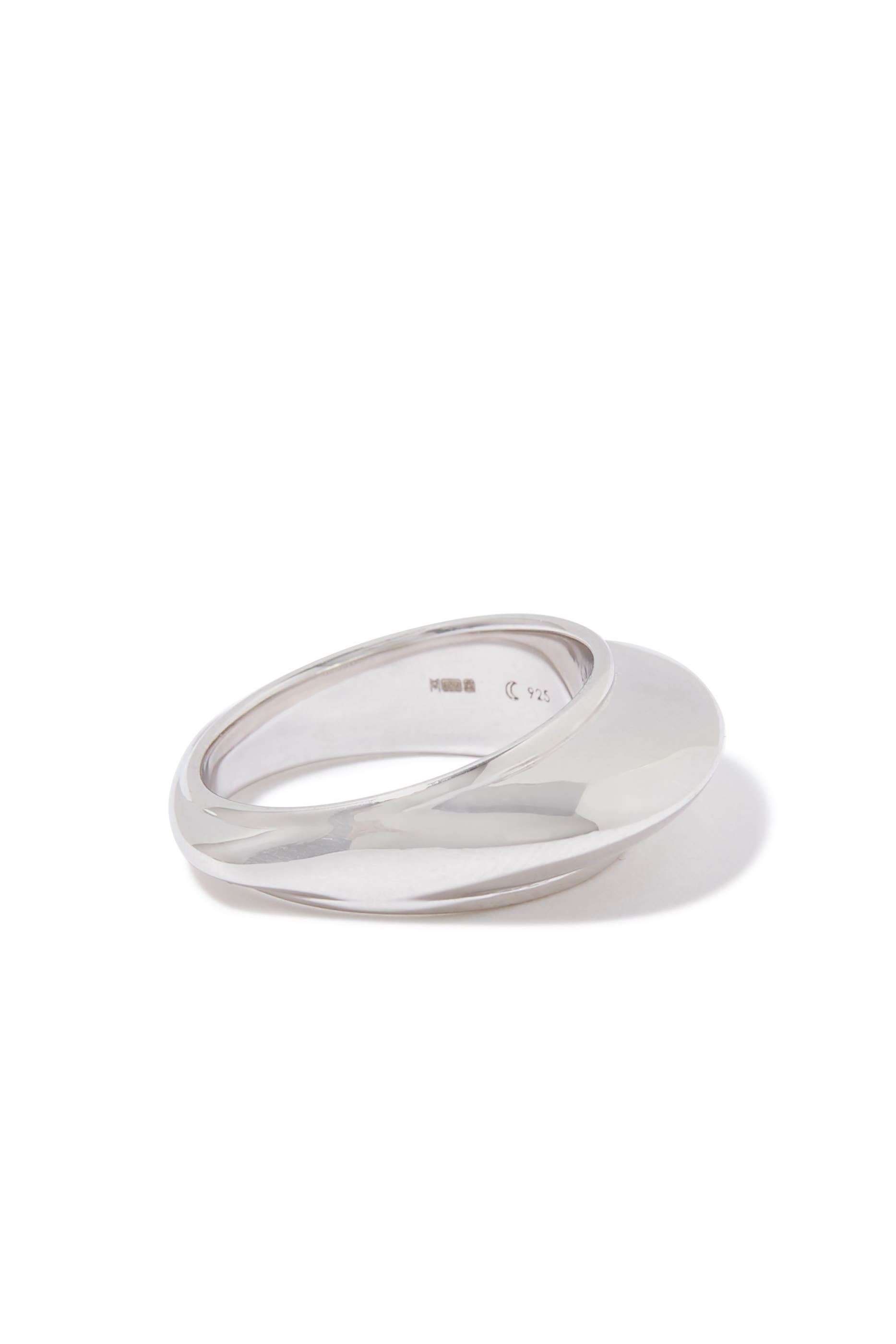 Hera Dome Stacking Ring, Rhodium Plating on Recycled Sterling Silver