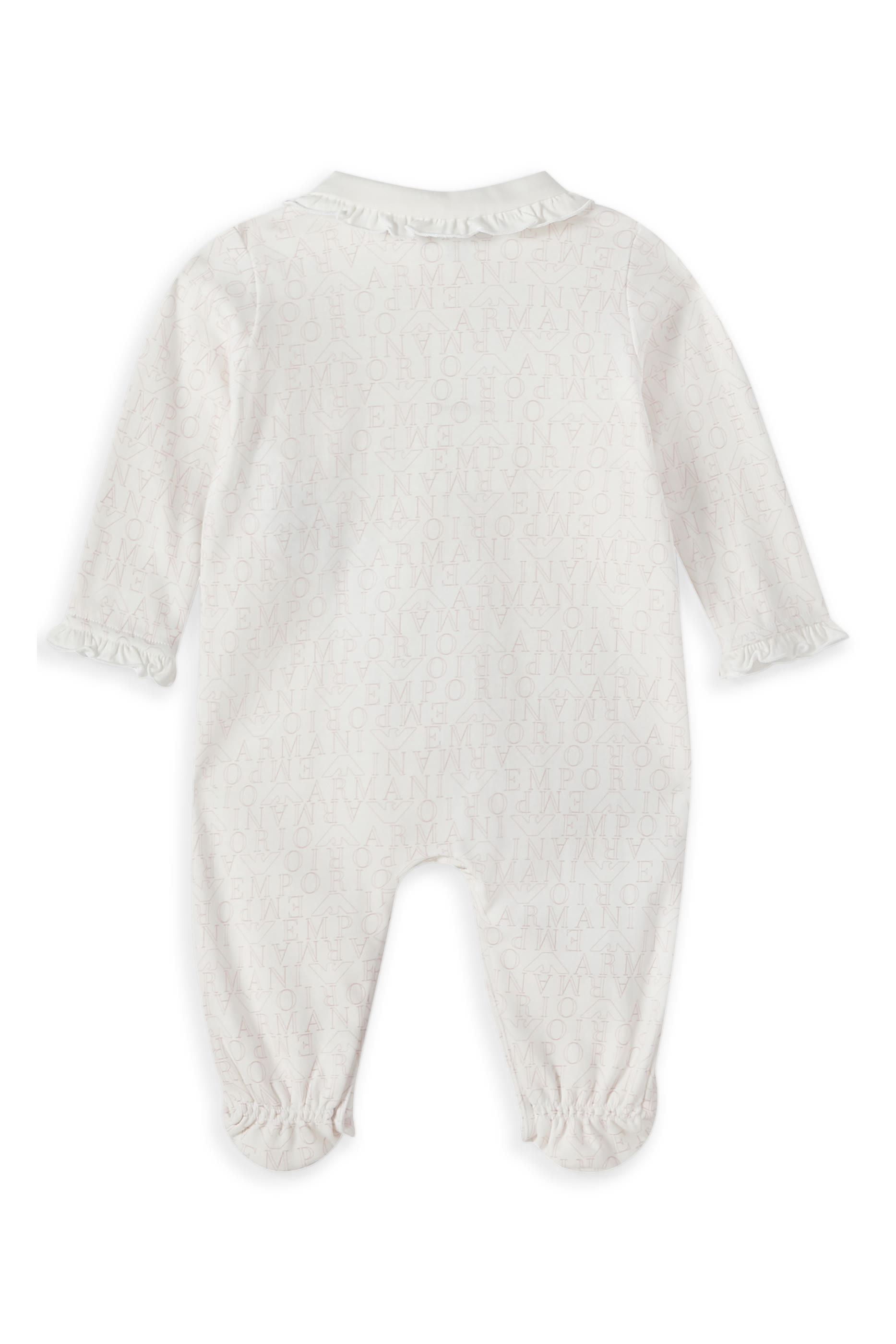 Kids Onesie with Peter Pan Collar and All-Over Text Logo Jumpsuit