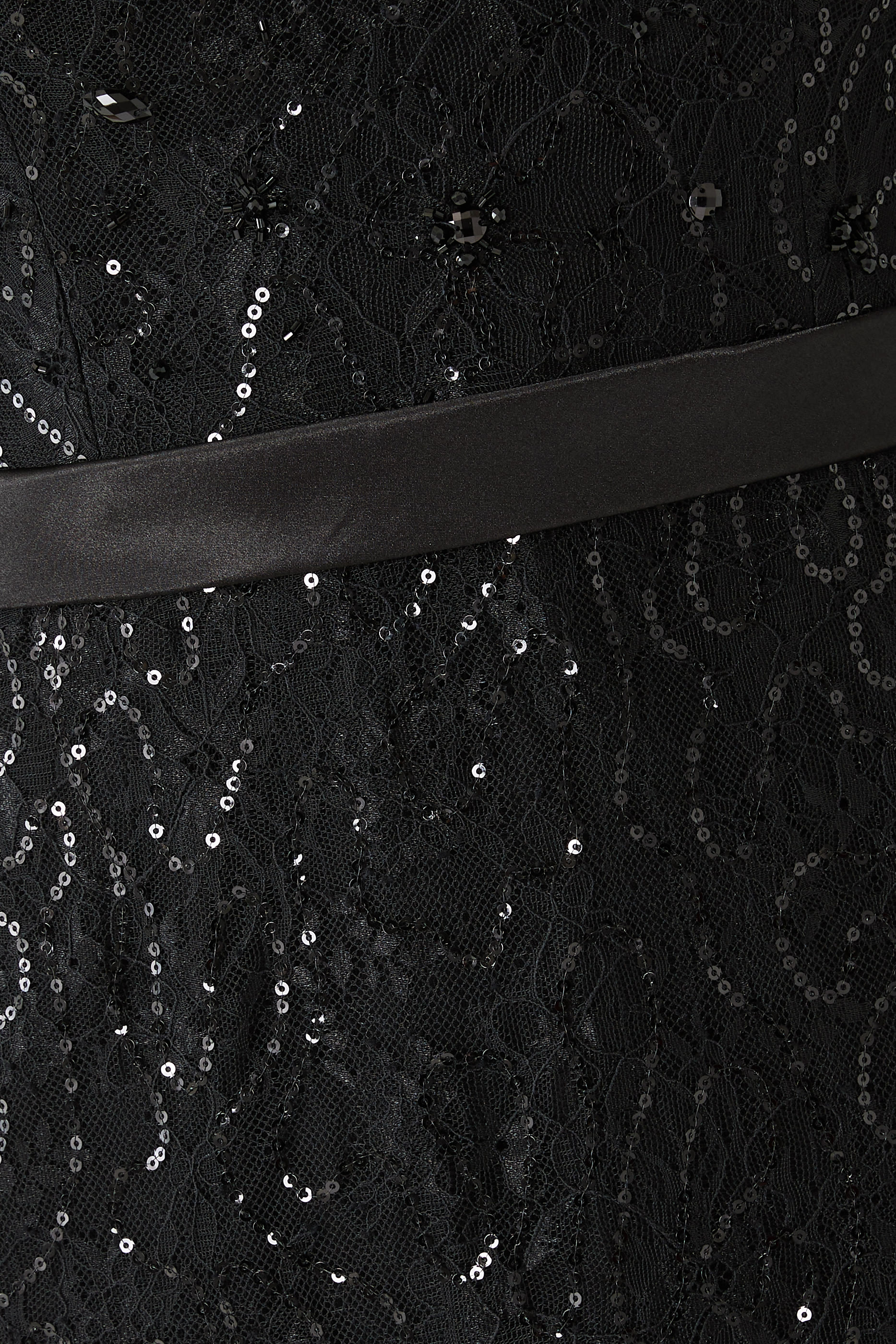 Lace-Sequin Evening Dress