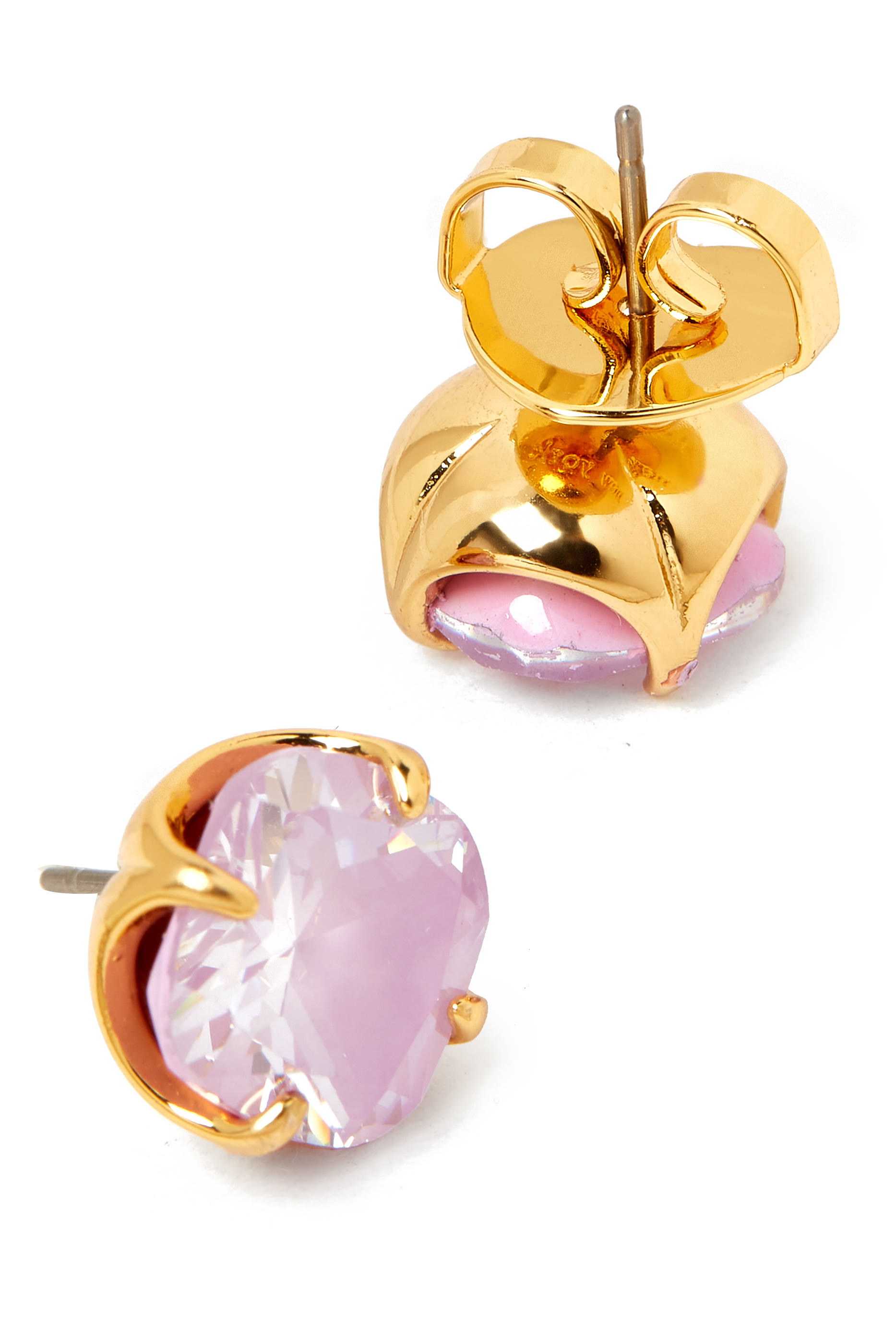 Pop of Joy 10mm Spade Flower Studs, Plated Metal & Cubic Zirconia, Enamel, Titanium Posts