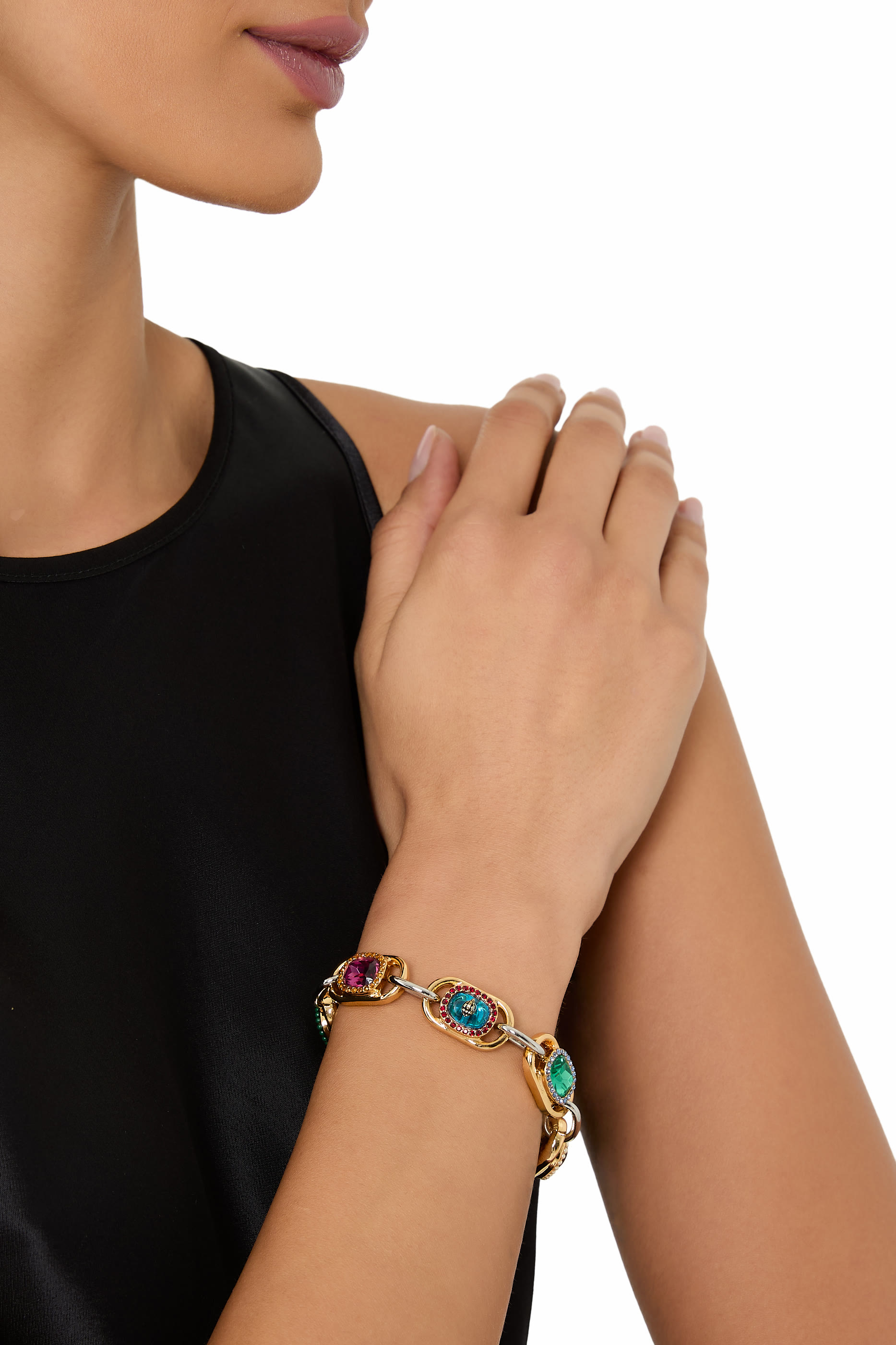 Sloane Large Bracelet, Brass & Gem Charms