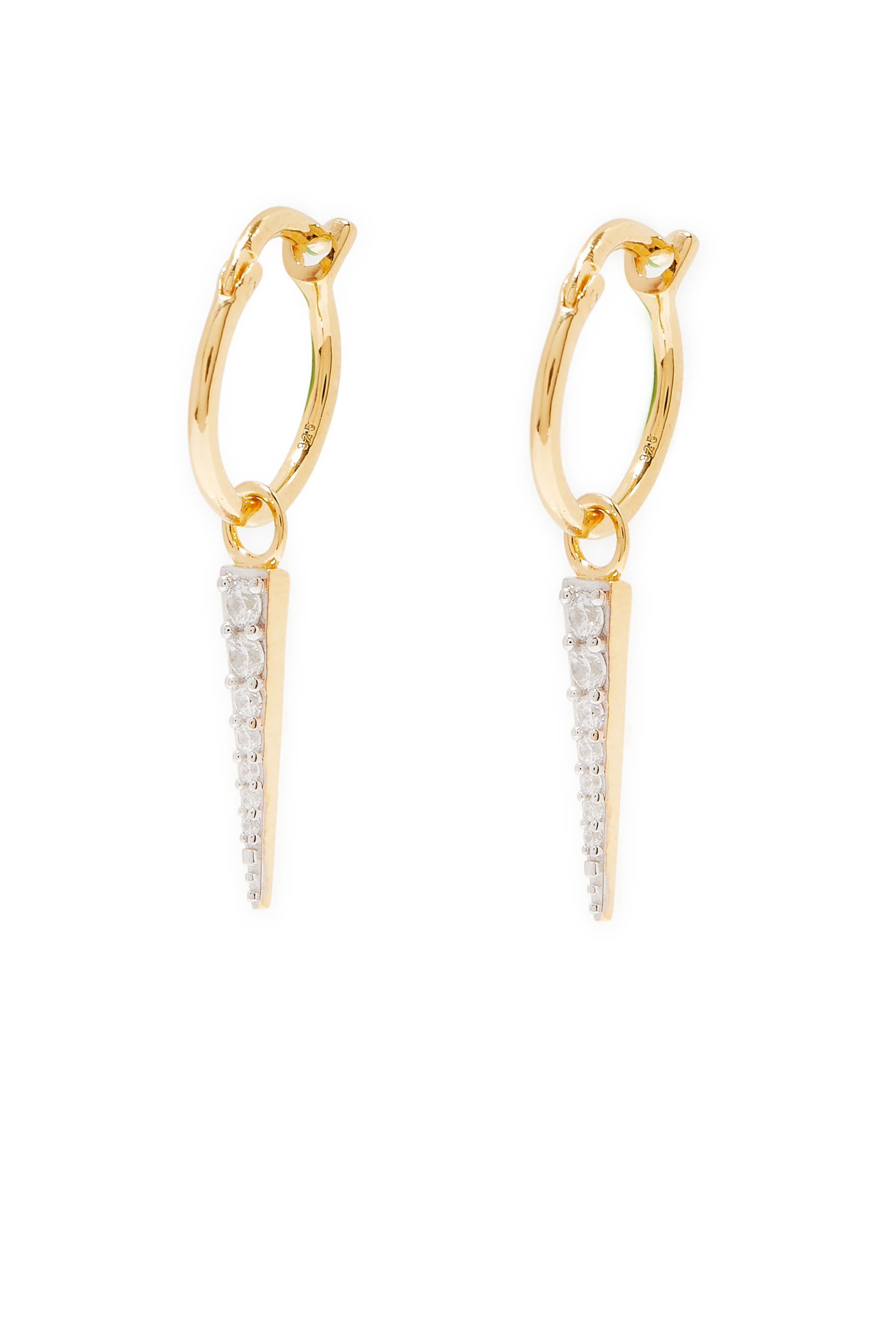 Mini Pave Spike Charm Hoops, 18K Gold Vermeil Sterling Silver & Cubic Zirconia