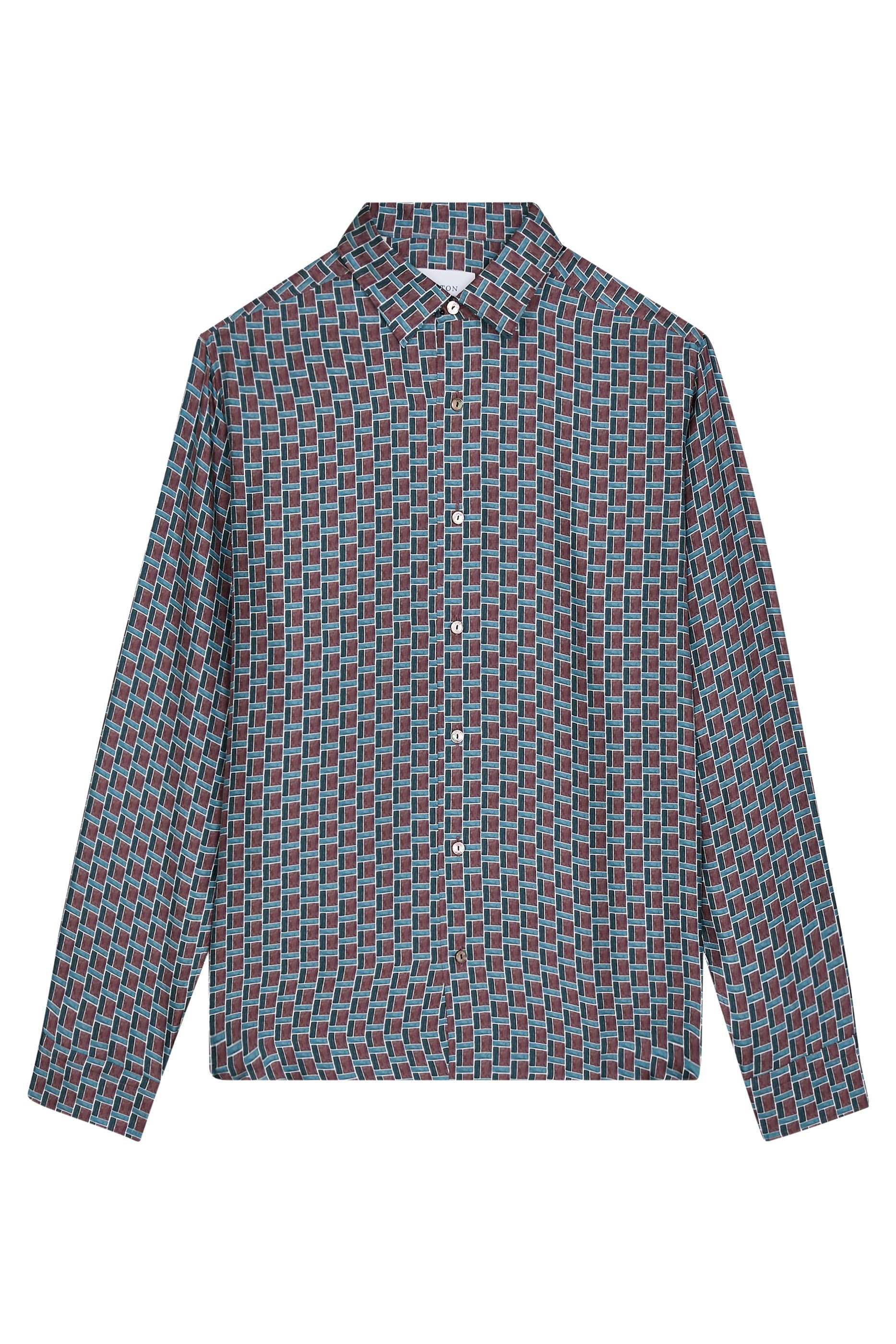 Geometric Print Silk Twill Shirt