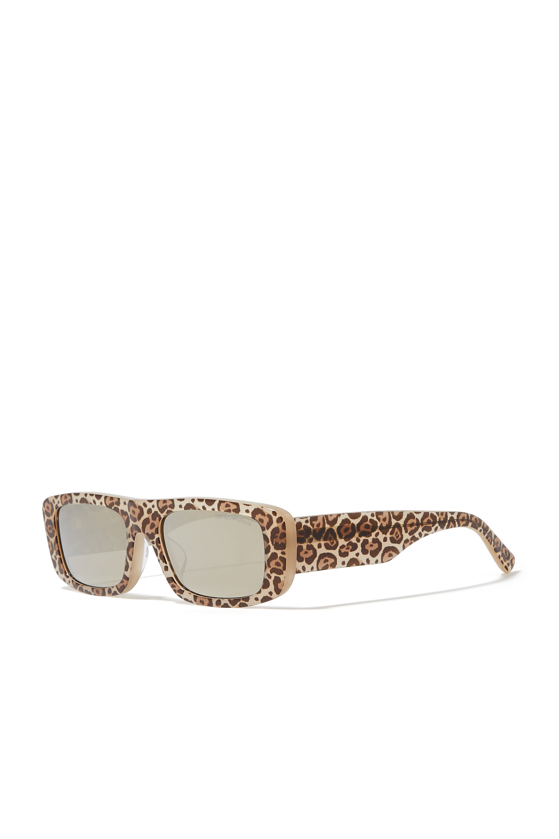 Leopard Print Rectangular Sunglasses