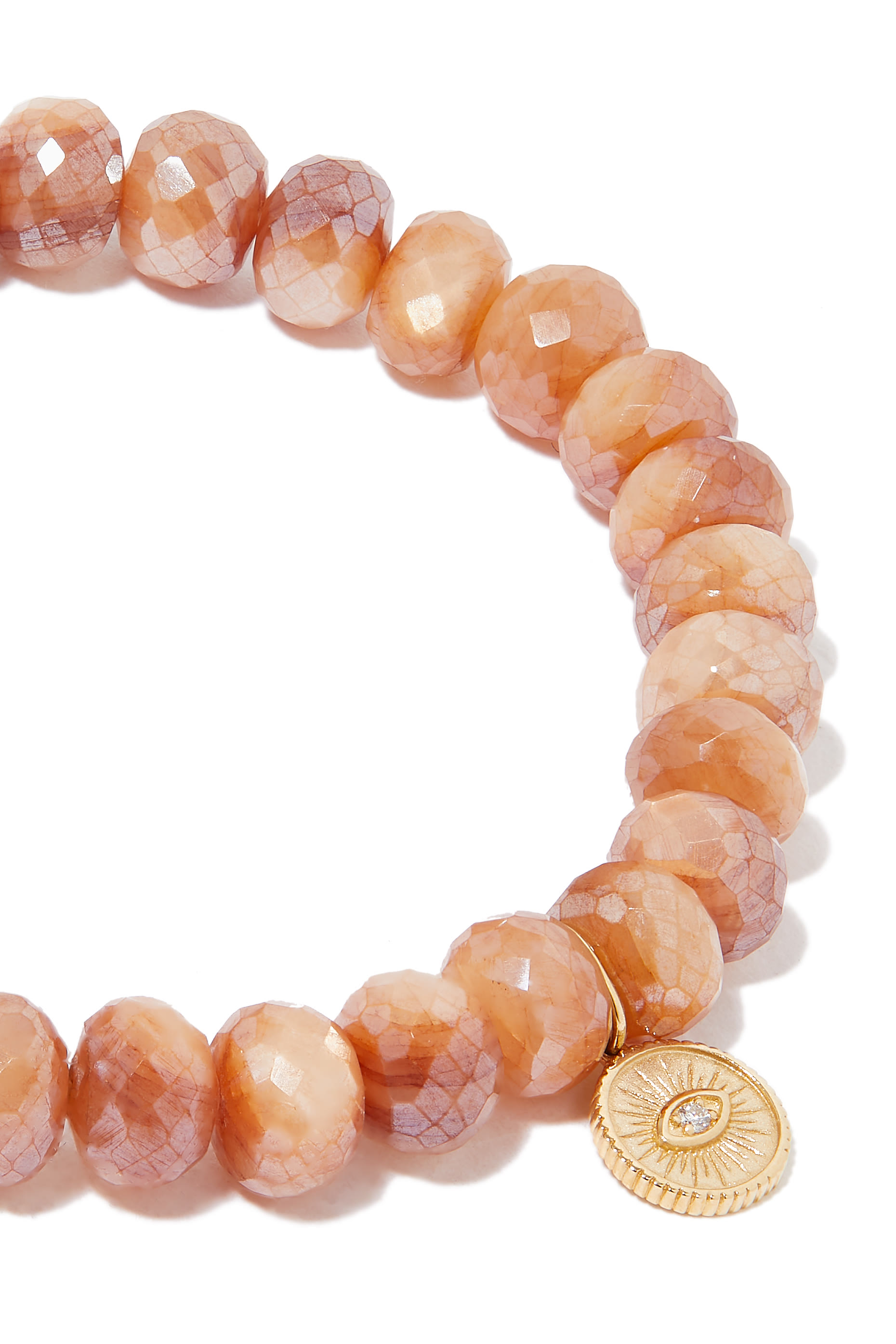 Marquise Eye Coin Beaded Bracelet, 14k Yellow Gold & Diamonds