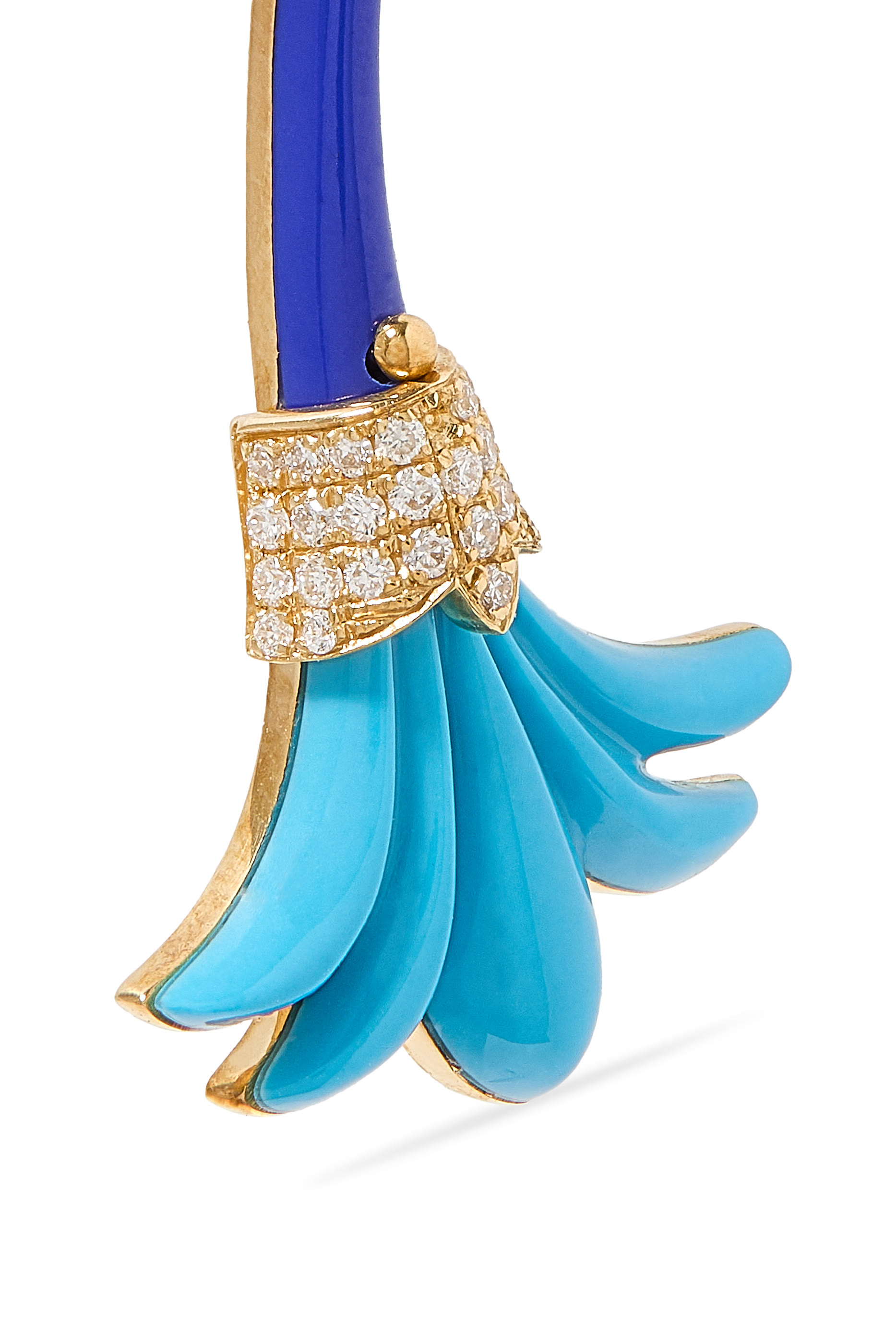 Small Psychedeliah Earrings, 18k Yellow Gold with Diamonds, Lapis Lazuli & Turquoise