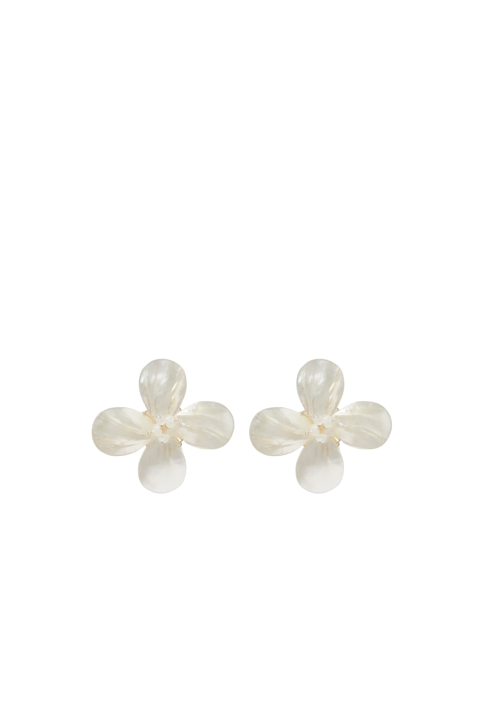 Coquina Earrings, Sterling Silver & Mother of Pearl Petals
