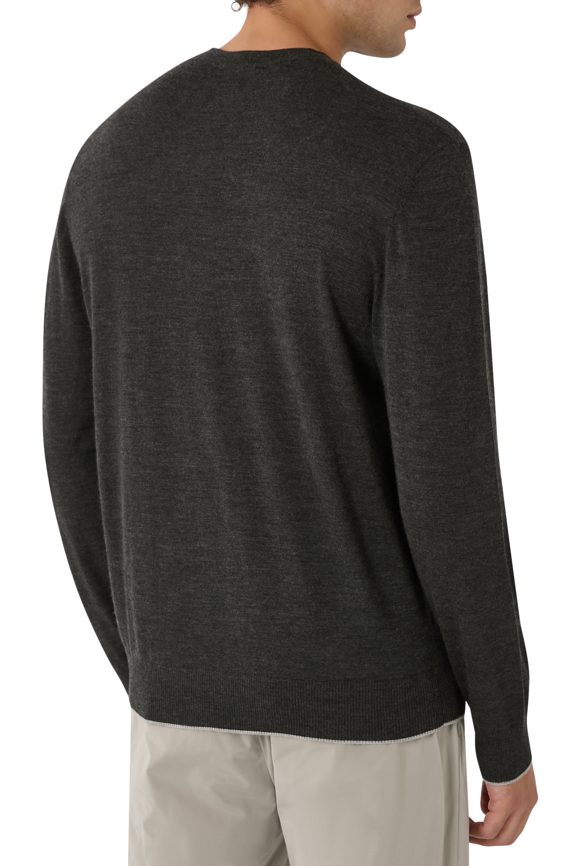 Ultrafine Cashmere Tipped Crew Neck
