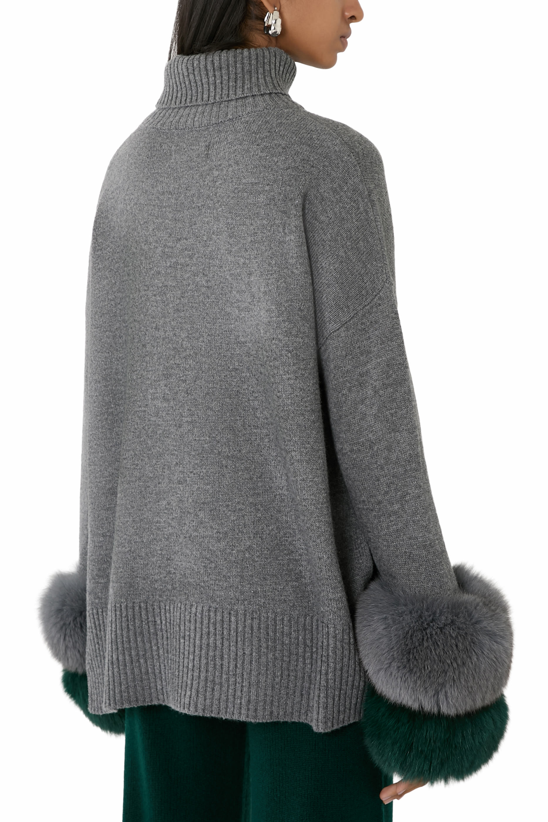 Cropped Roll Neck Cuff Sweater 