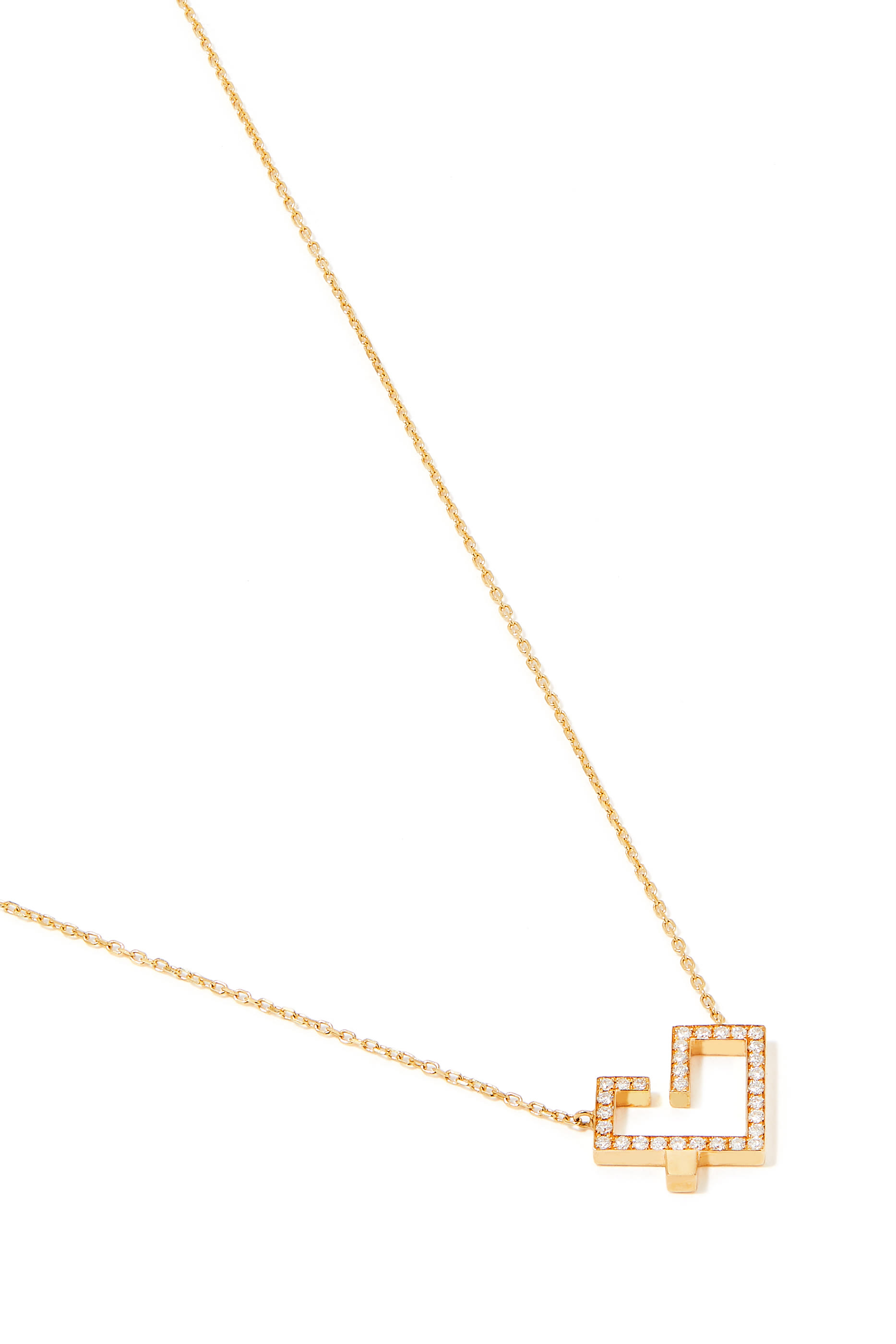 Diamond Hubb Necklace with Gold Dot, Yellow Gold