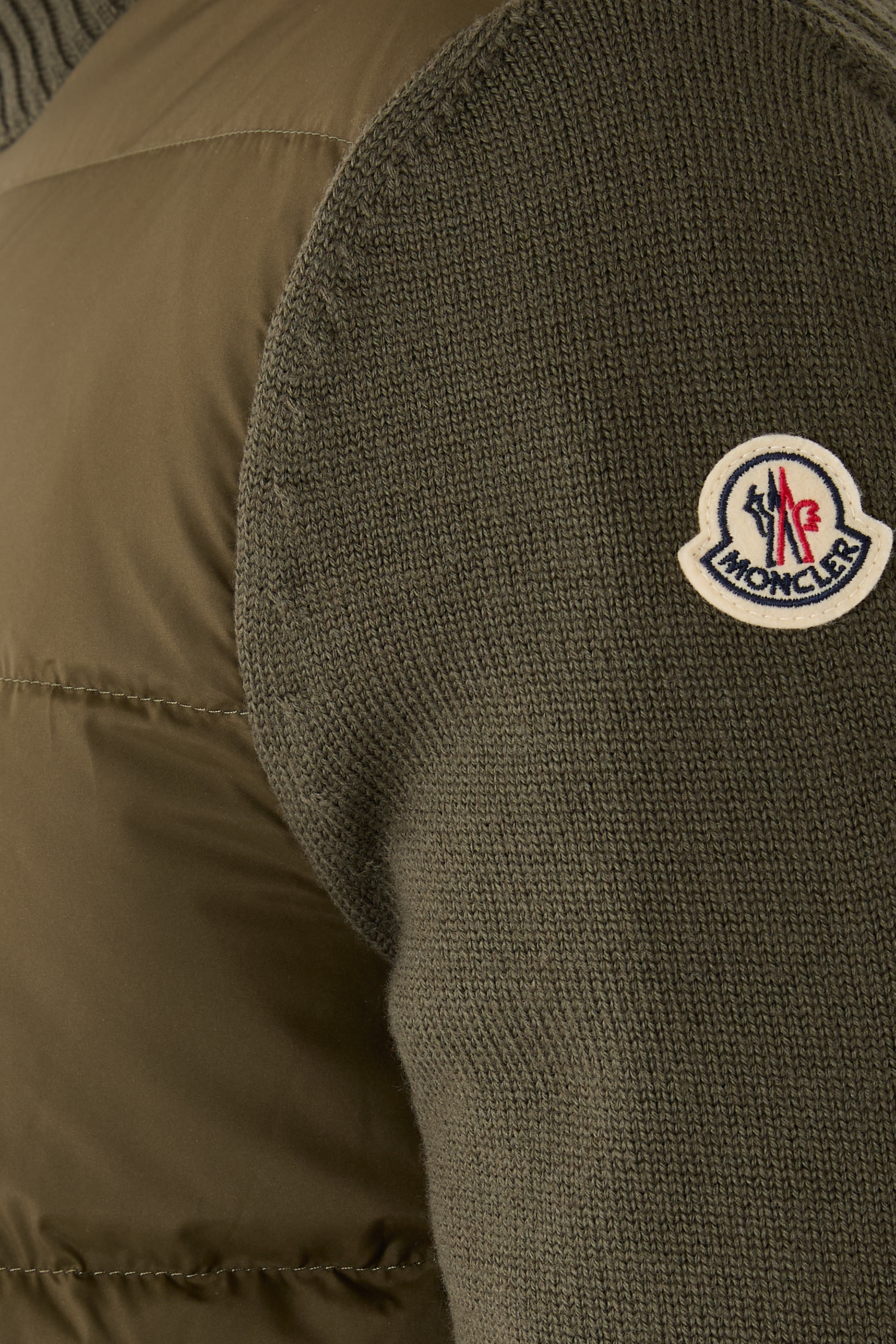 Padded Wool Zip-Up Cardigan 