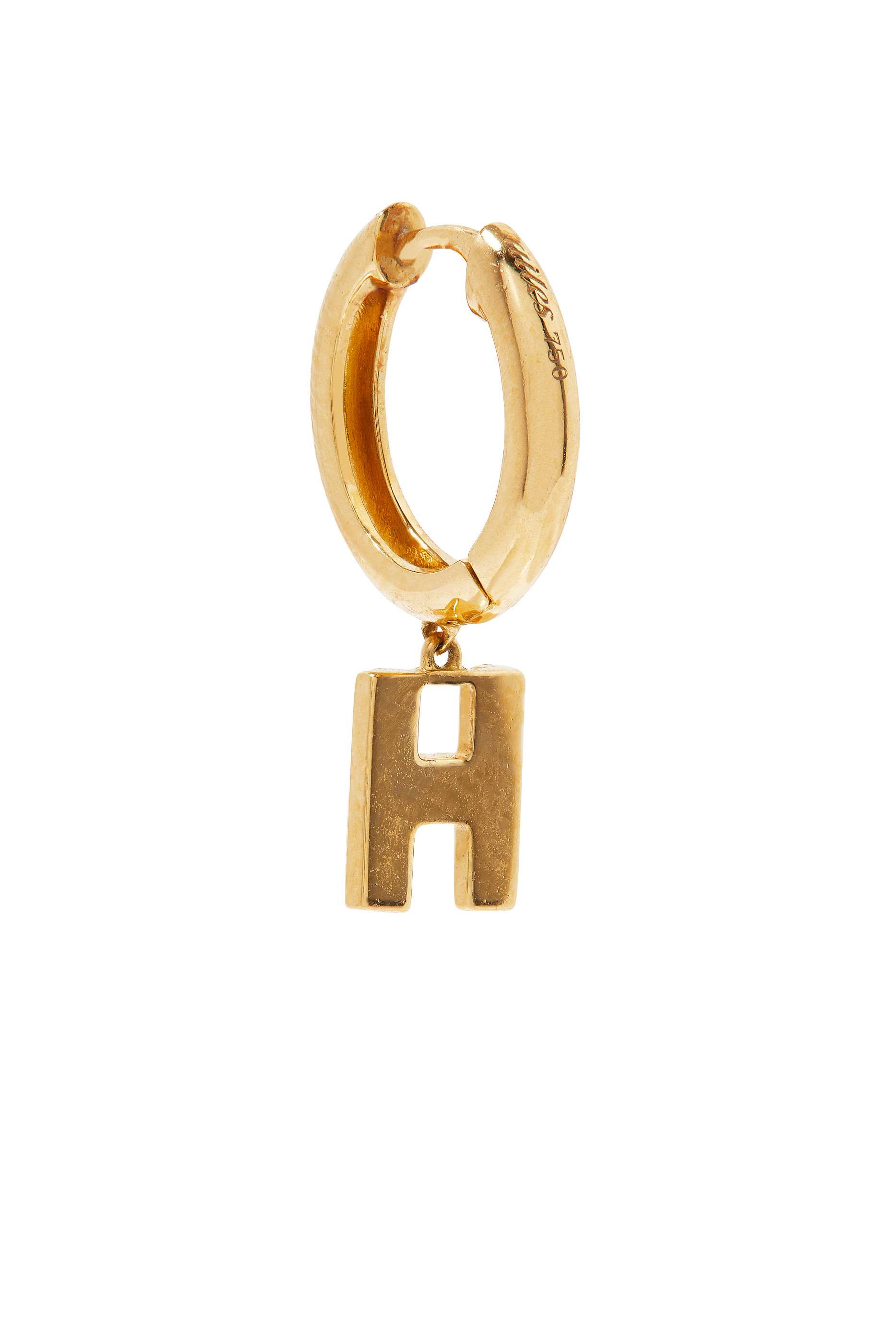 H Huggie Earring, 18k Yellow Gold & Diamonds