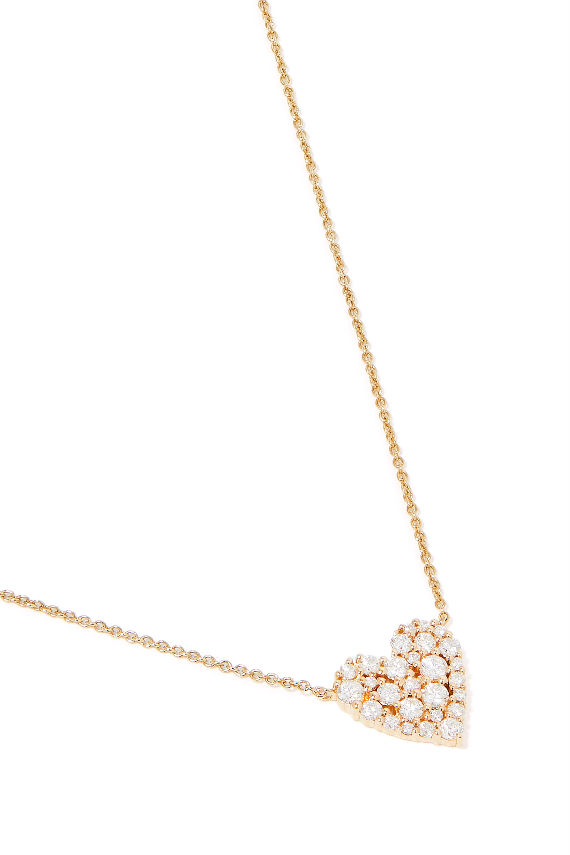 Small Cocktail Heart Necklace, 14k Yellow Gold & Diamonds
