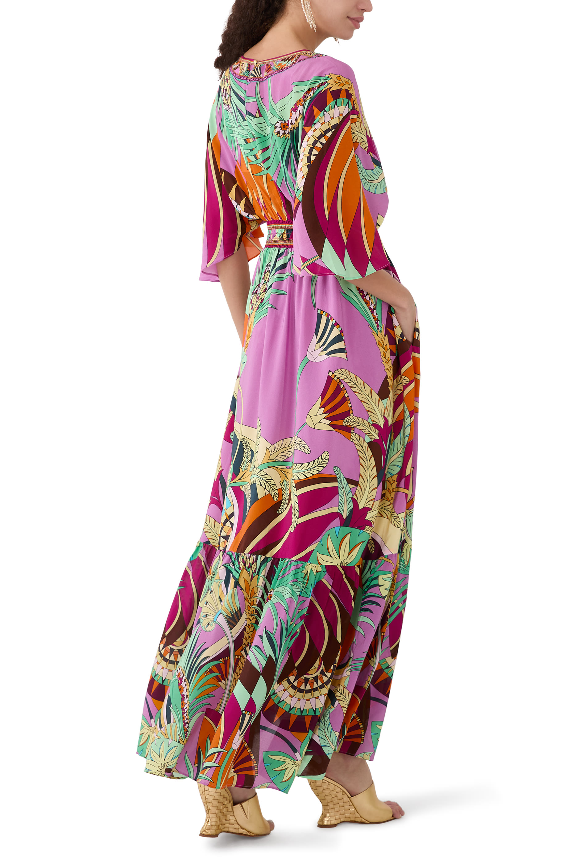 Waisted Dress with Hem Ruffle.