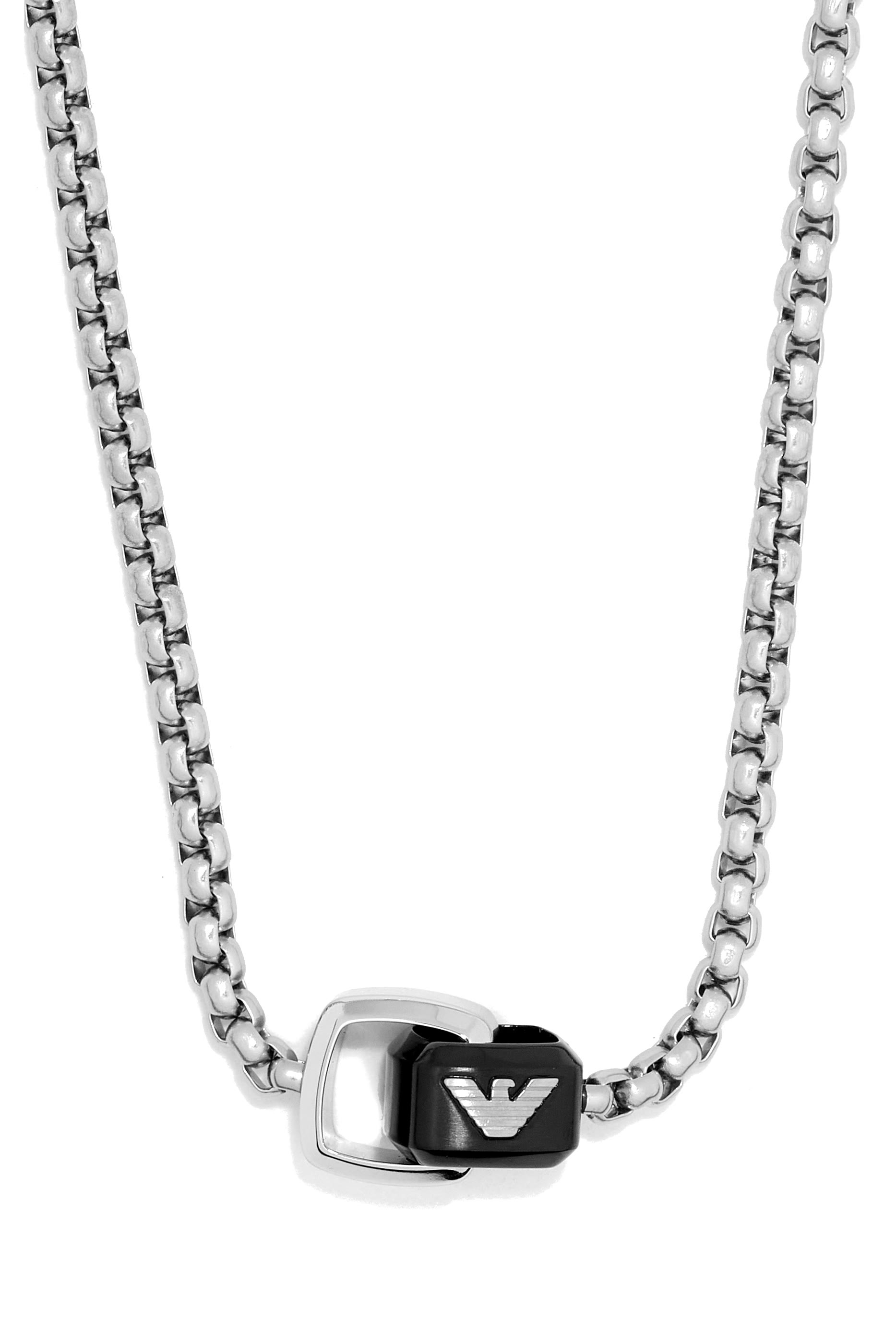 Logo Pendant Necklace, Stainless Steel