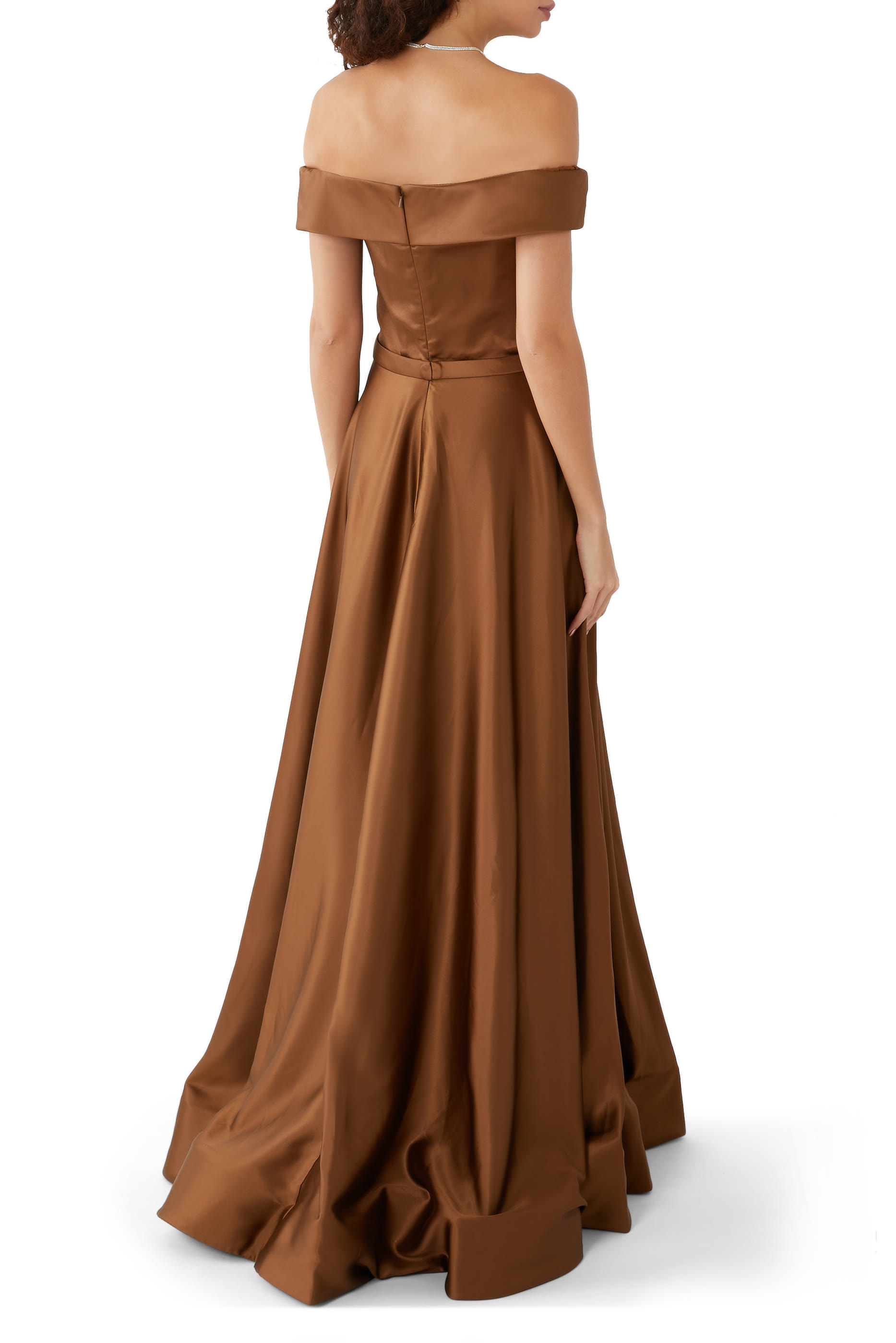Off Shoulder Bronze Gown