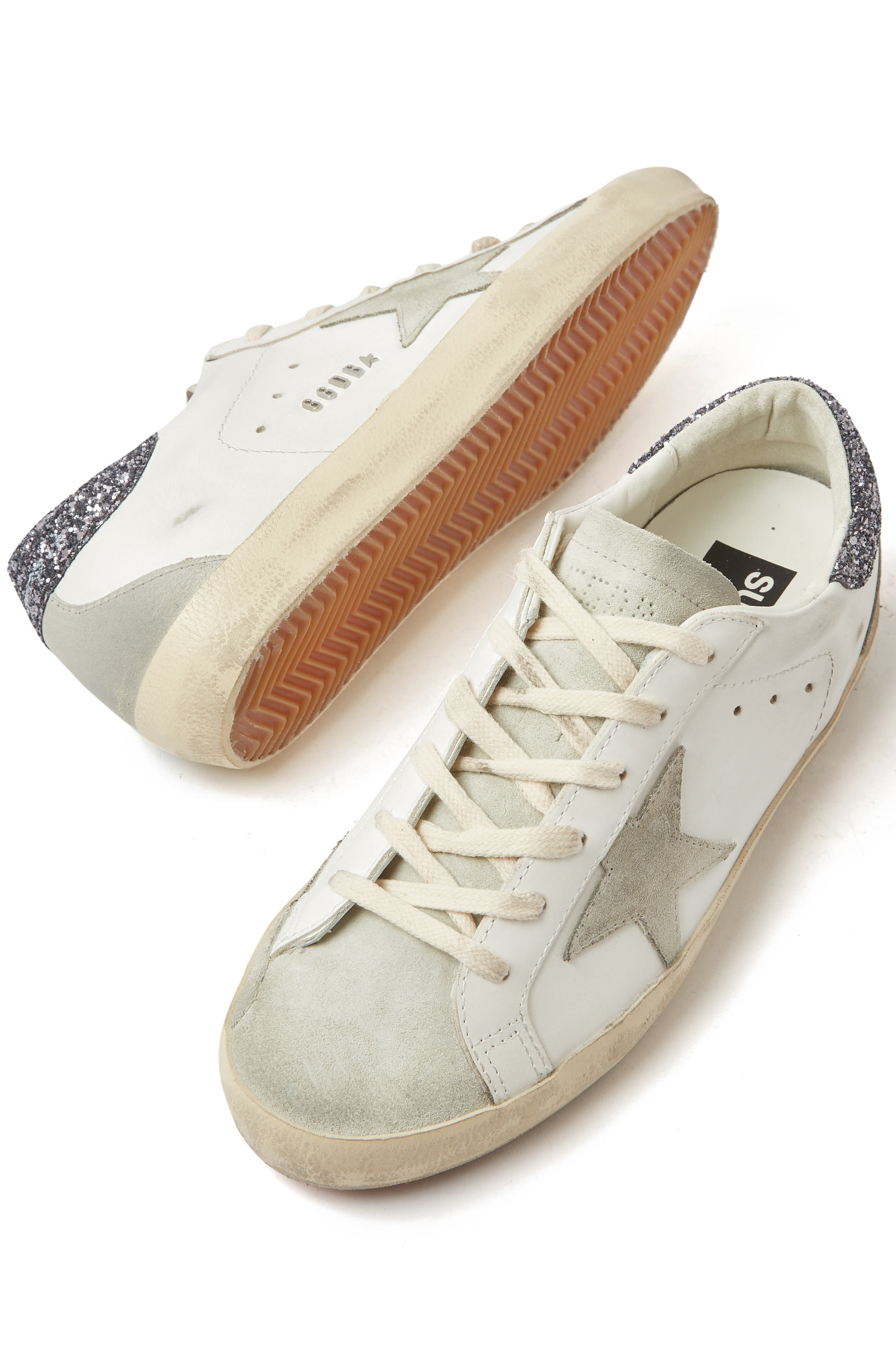 Super-Star Sneakers with Grey Star and Dark Grey Glitter Heel Tab