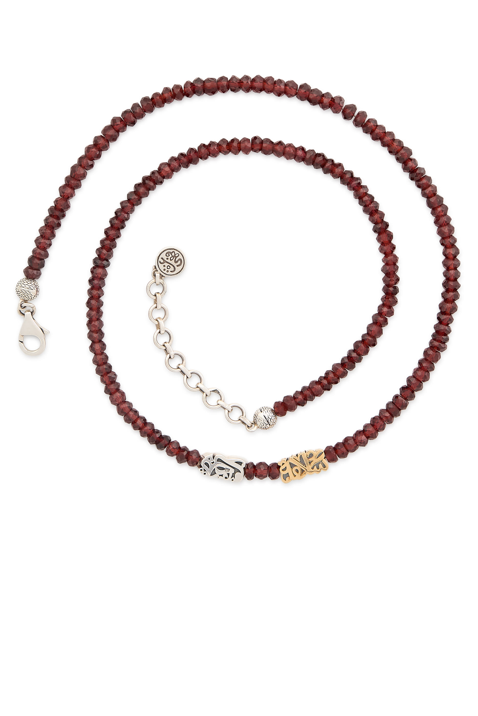 Happiness Wrap-Around Bracelet, 18K Yellow Gold with Sterling Silver & Garnet