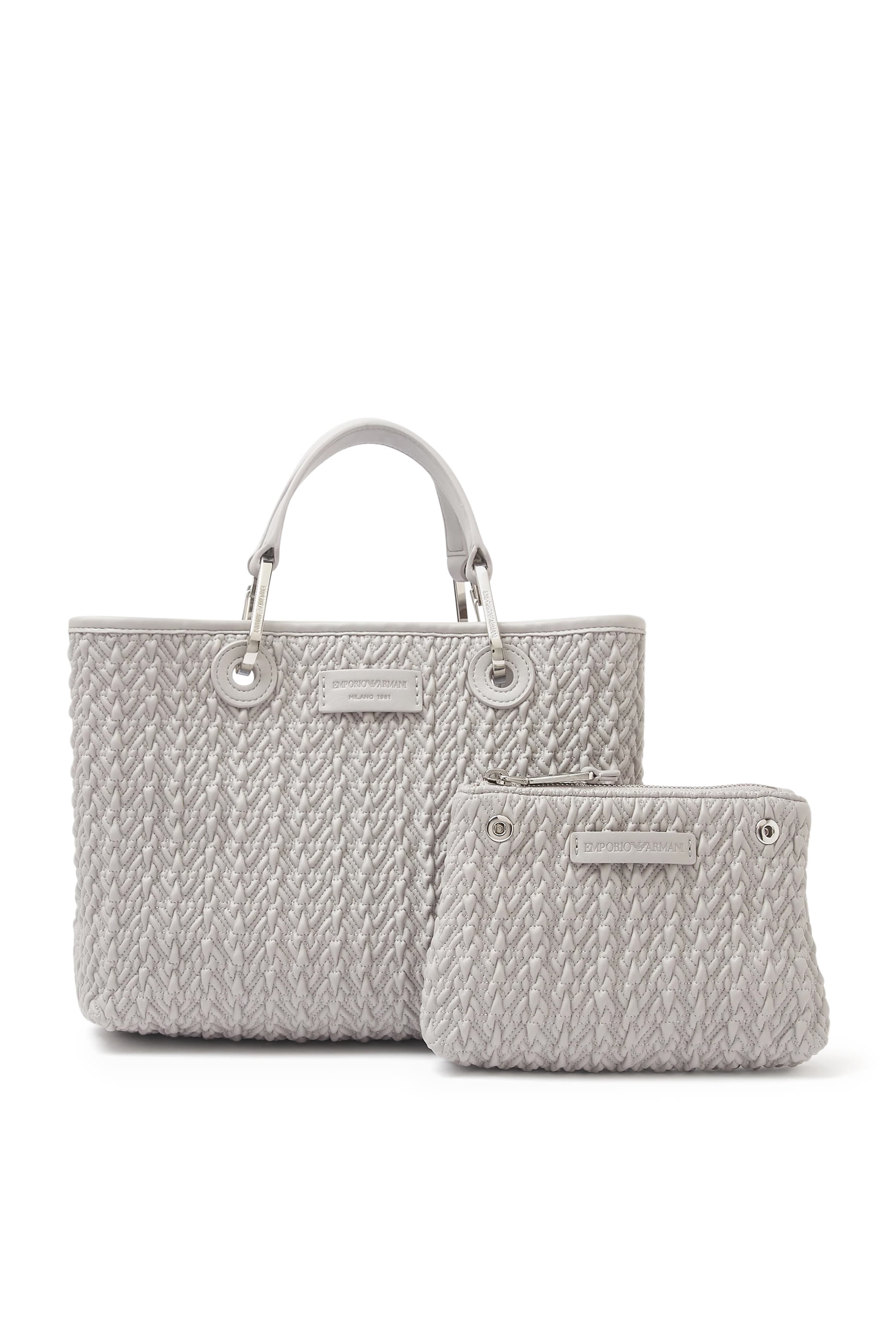 MyEA Small Shopper Bag in Interwoven Leather