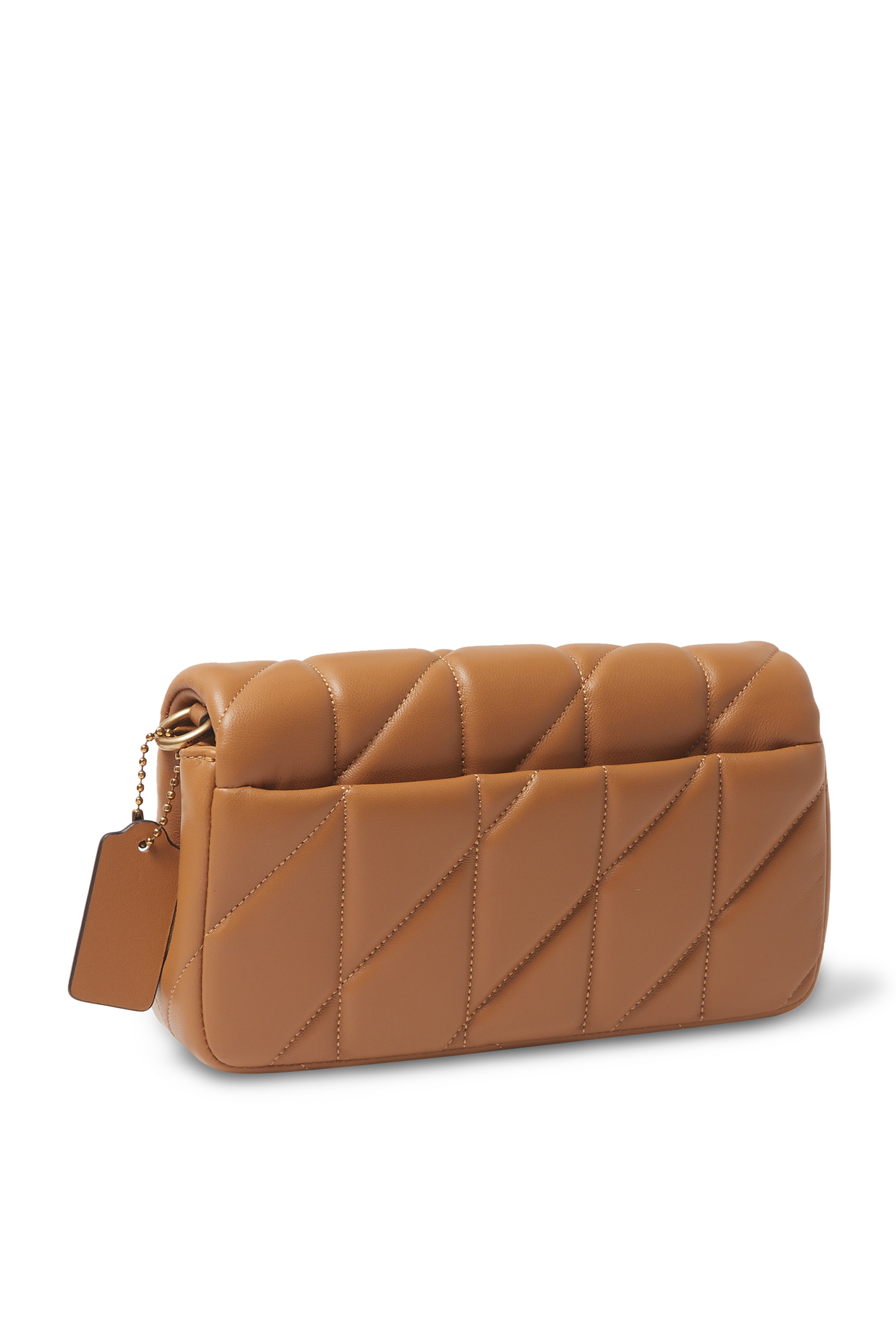 Quilted Pillow Leather Tabby Wristlet With Chain