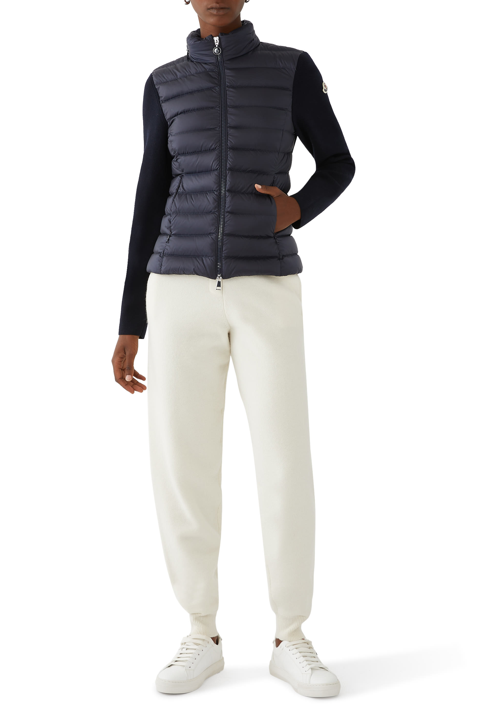 Padded Cotton Zip-Up Cardigan