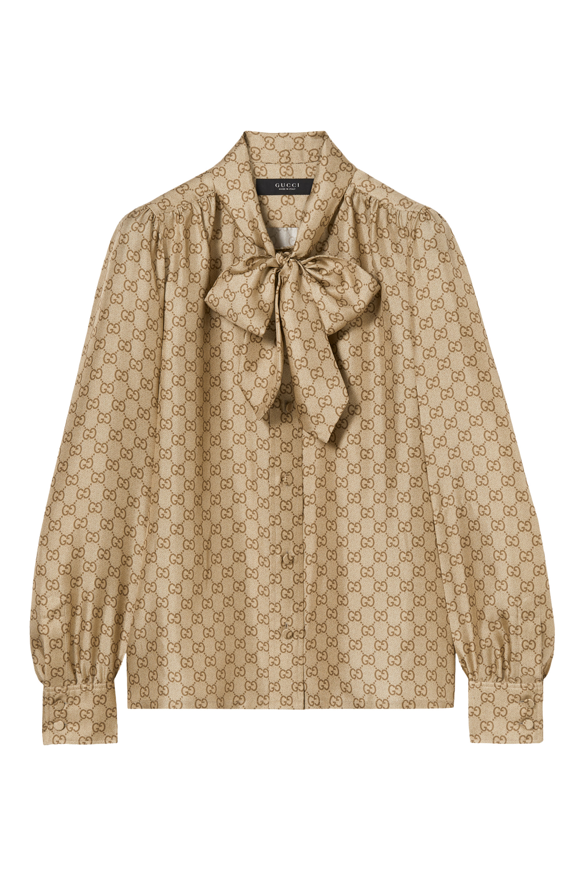 All-Over GG Print Silk Twill Shirt