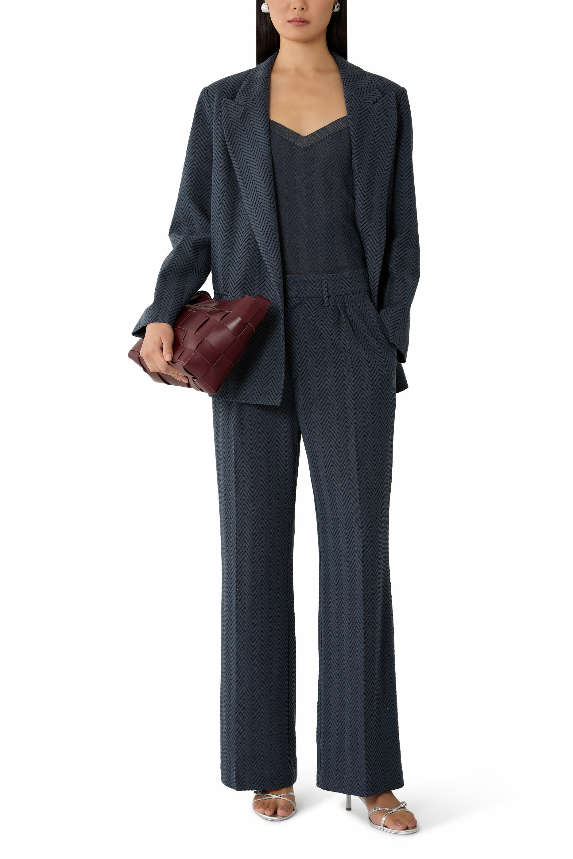 Zigzag Pattern Single-Breasted Blazer