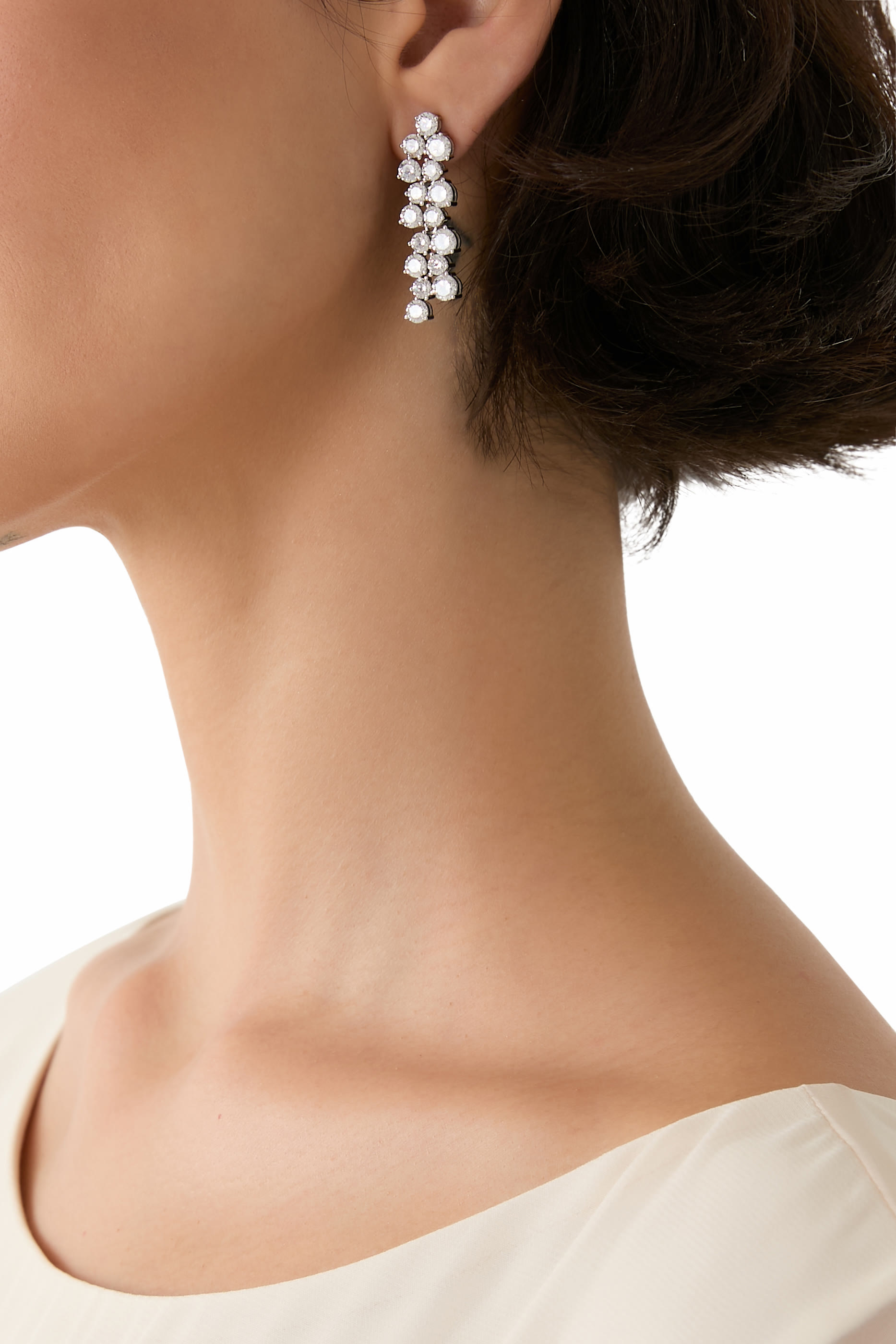 Aspen Drop Earrings, Silver Plated & Cubic Zirconia