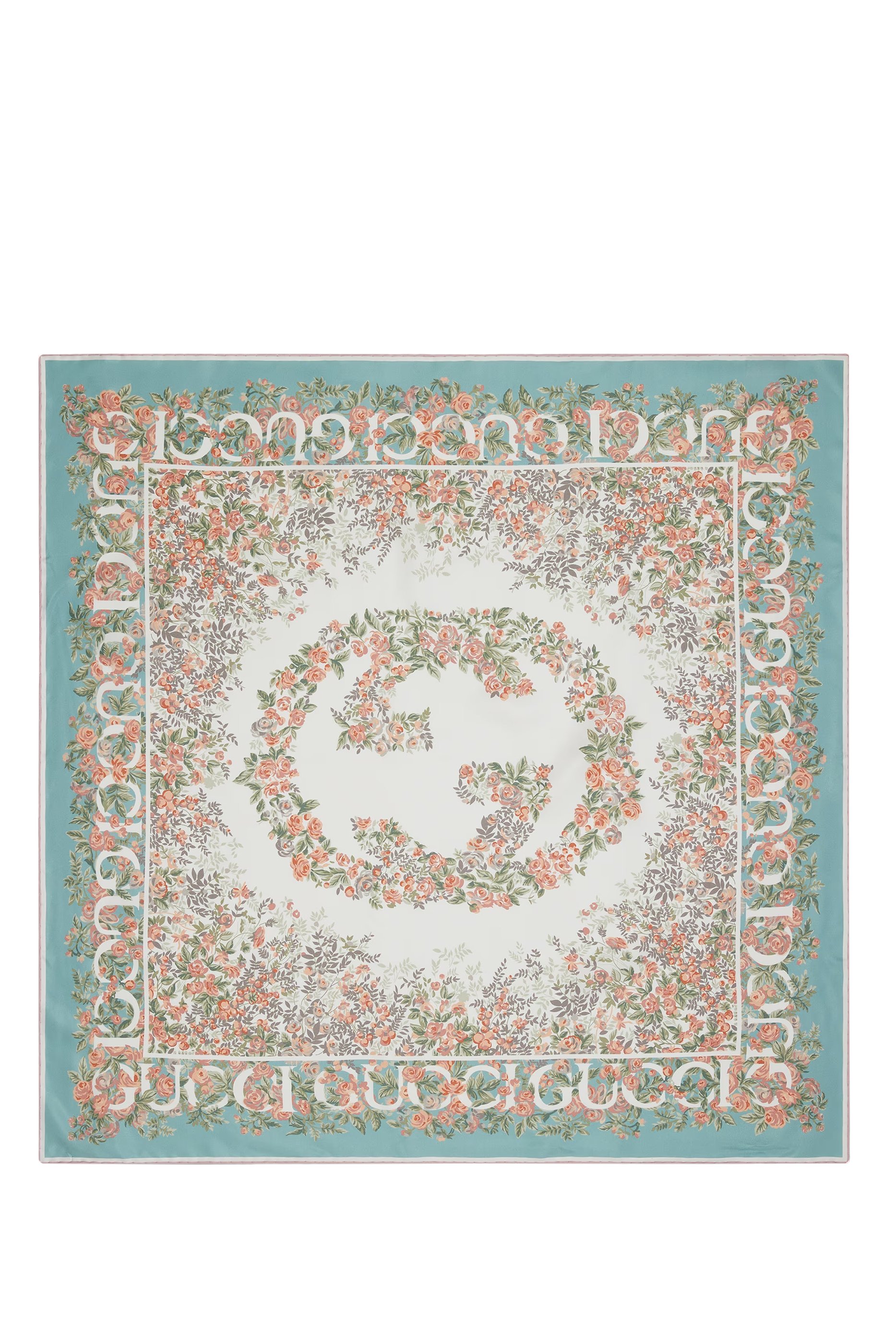 Interlocking G Floral Print Silk Scarf