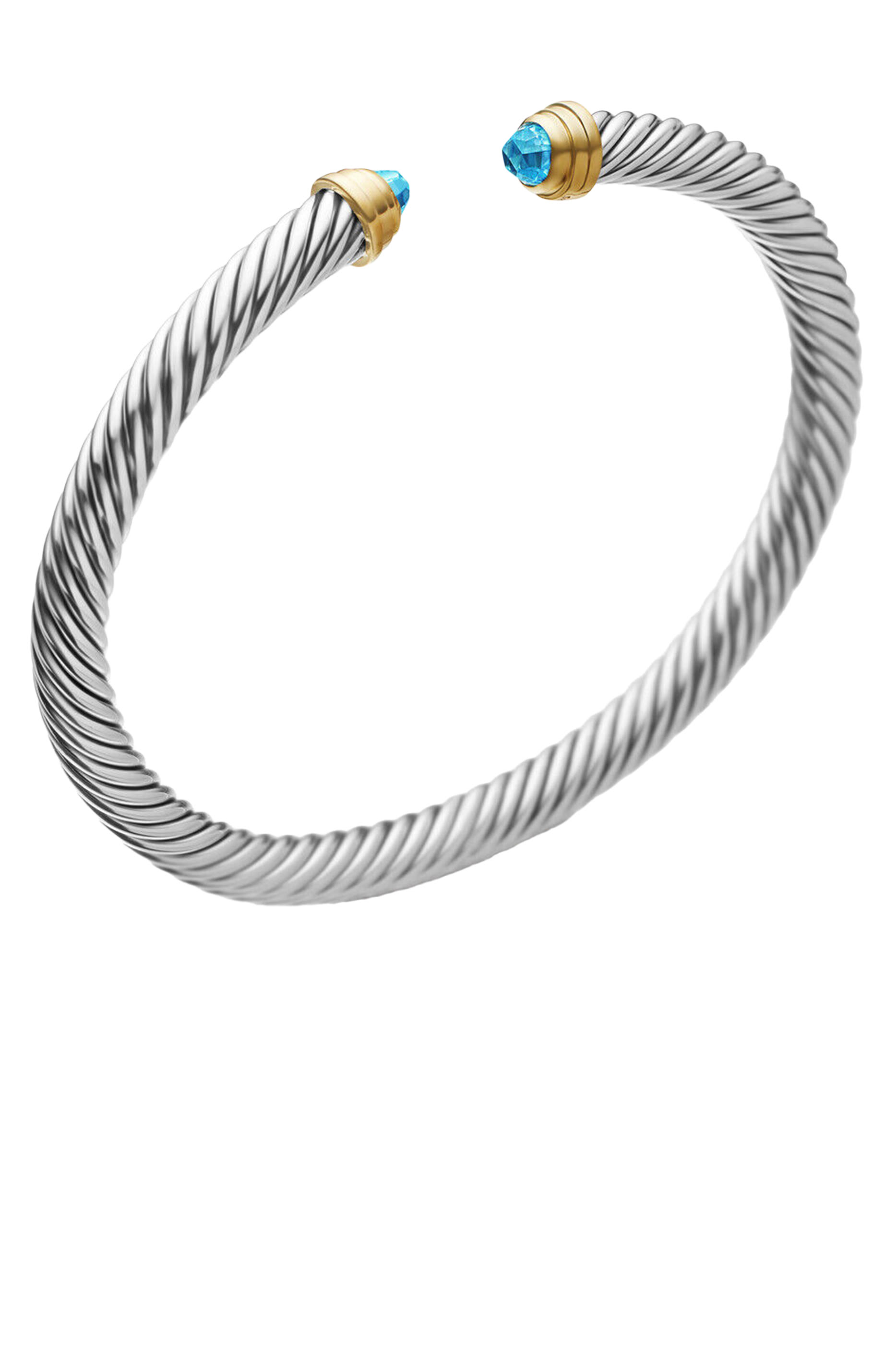 Classic Cable Bracelet, Sterling Silver with 14k Yellow Gold & Topaz