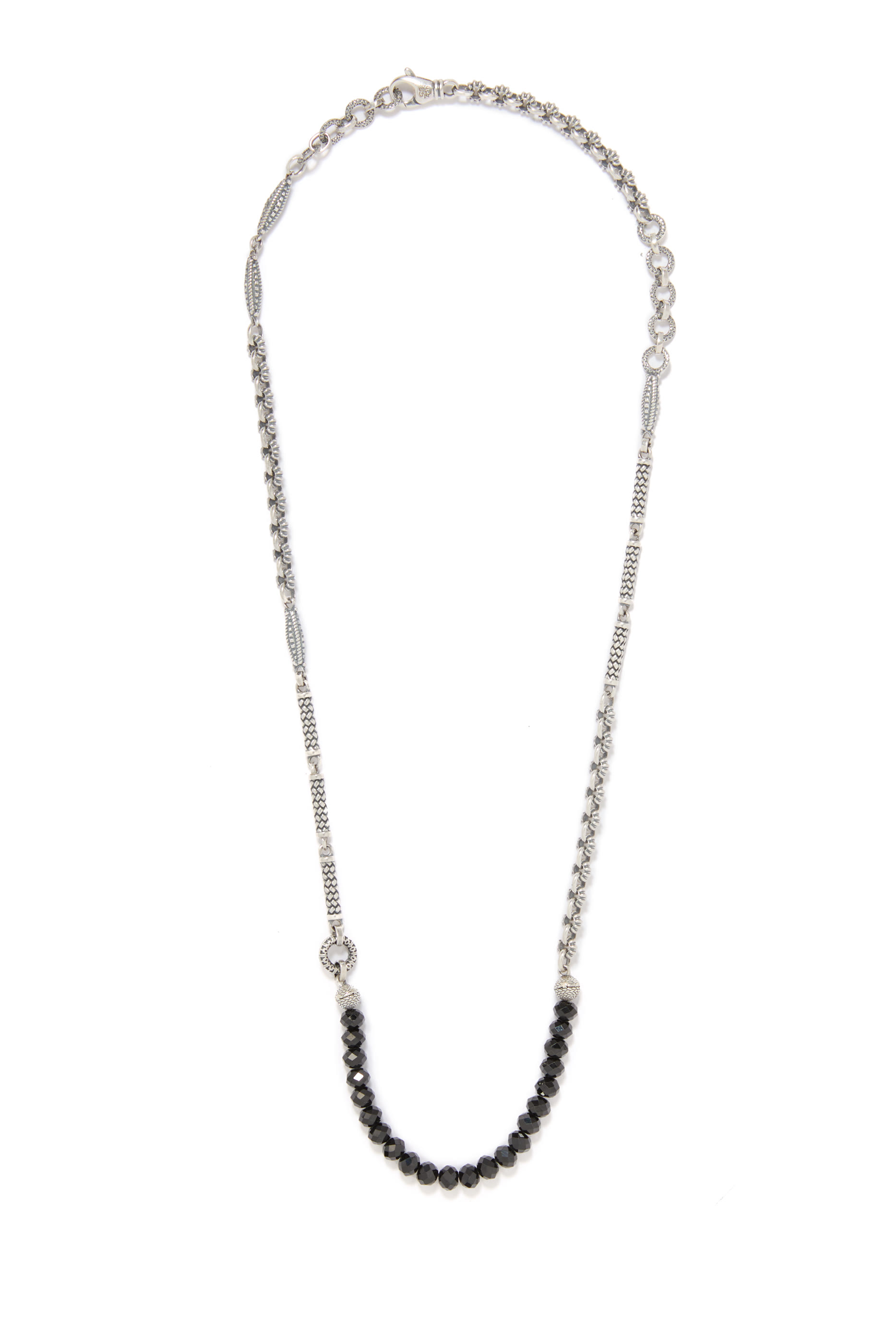 Wrap-Around Beaded Convertible Necklace, Sterling Silver & Black Spinel