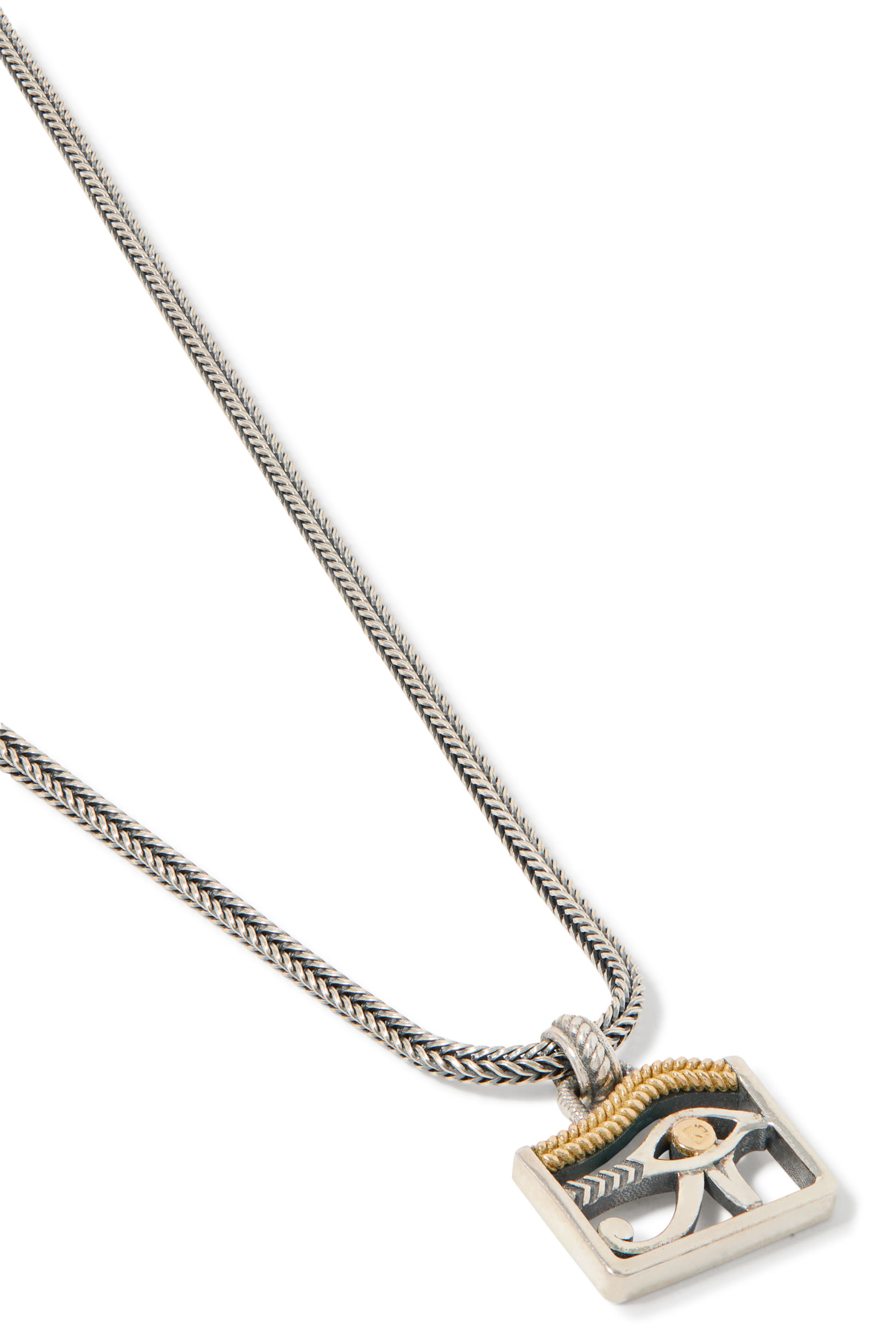 Eye of Horus Necklace, 18K Yellow Gold & Sterling Silver