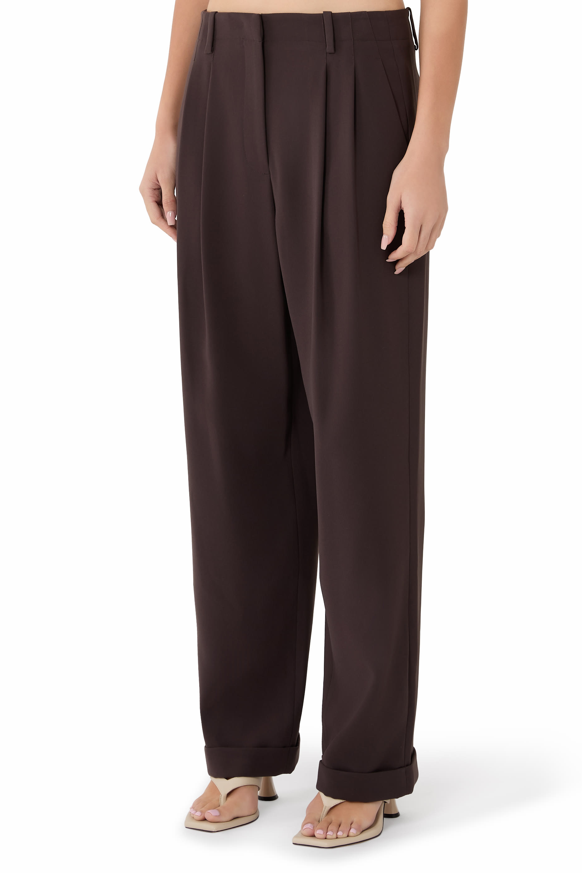Pleated Folded Wide-Leg Trousers