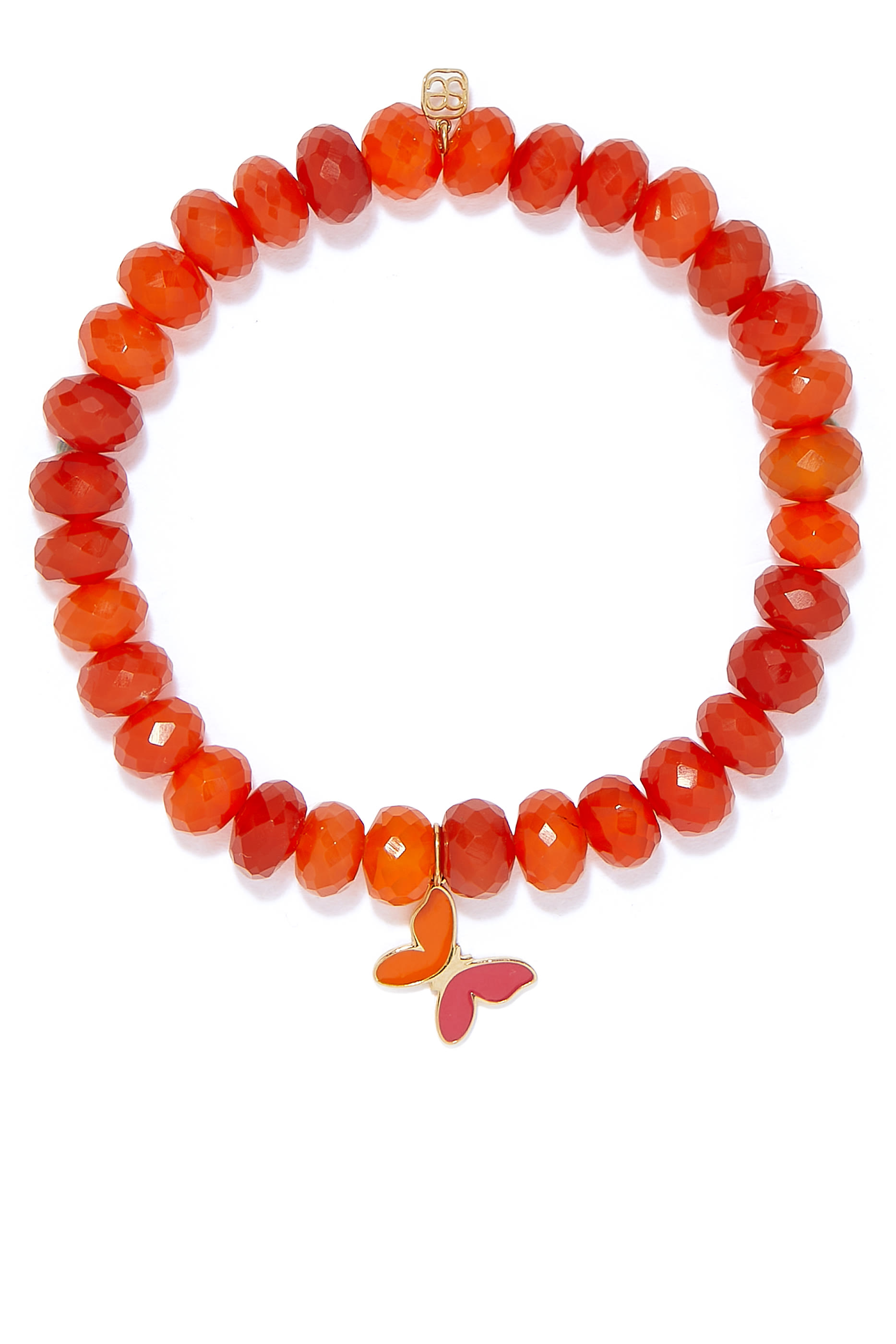 Butterfly Rondelle Beaded Bracelet, 14K Yellow Gold & Carnelian