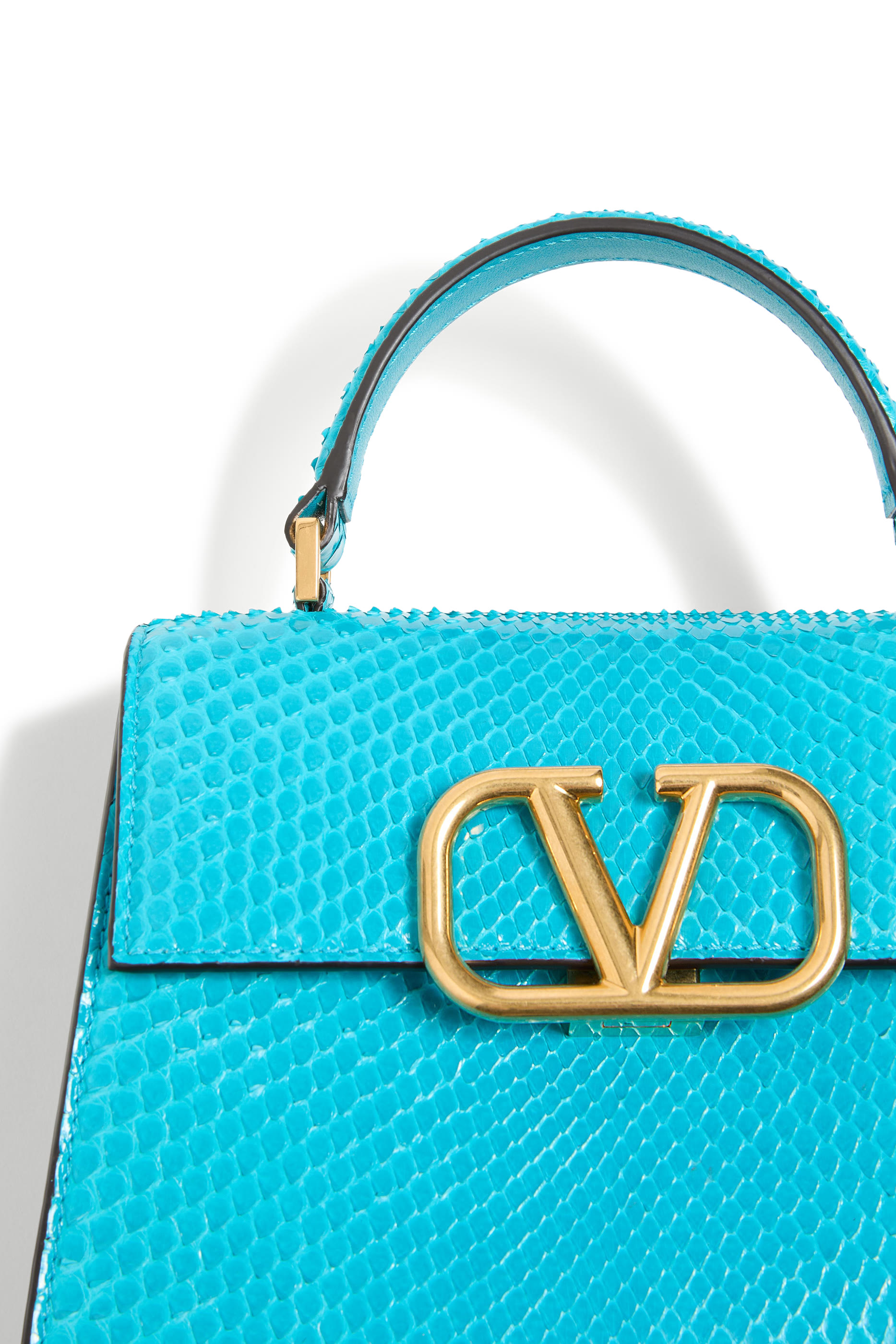 Small VSling Top Handle Python Leather Bag