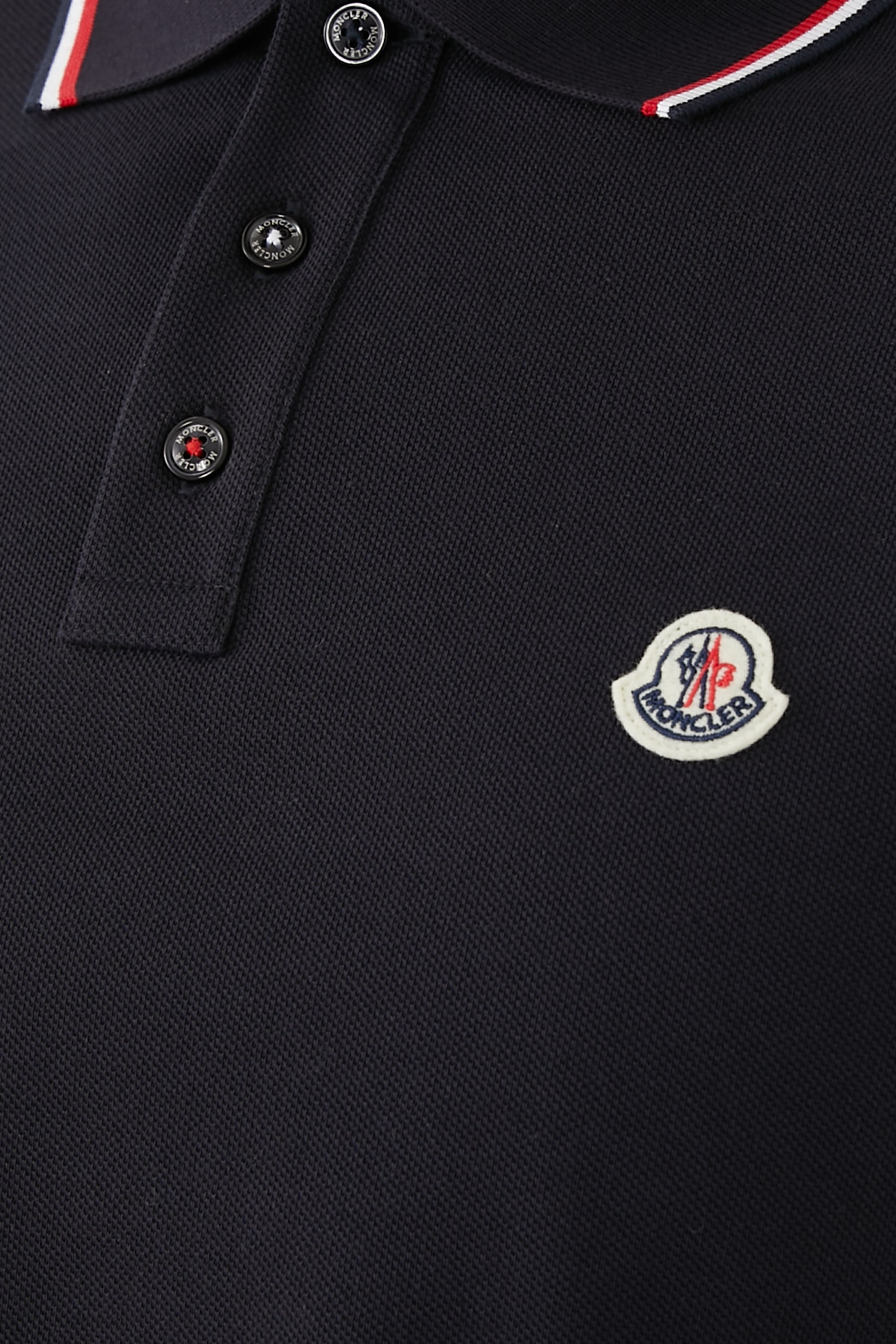 Tri-Color Stripe Logo Patch Polo Shirt