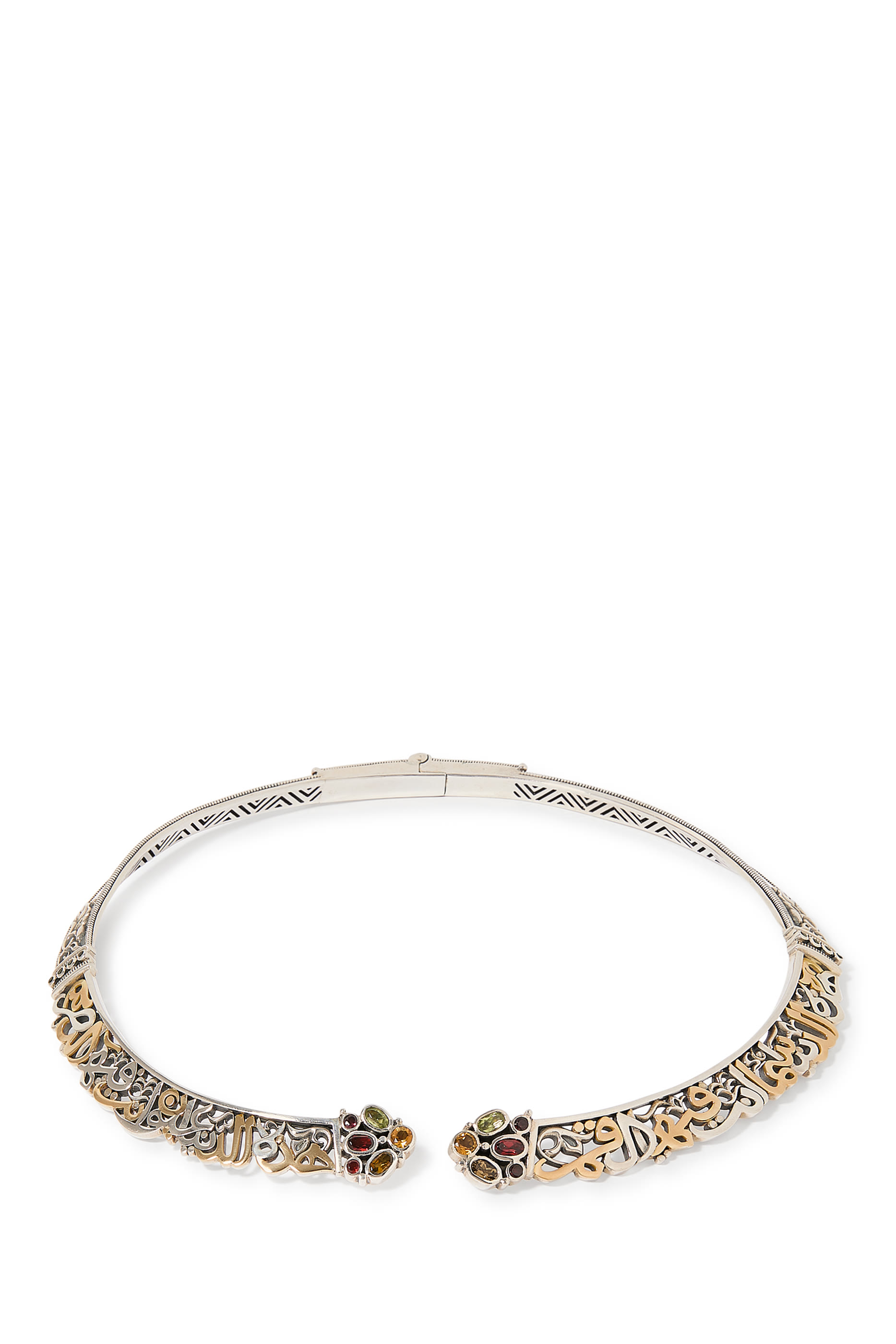 Poetry Floral Choker, 18k Yellow Gold, Sterling Silver & Garnet, Aquamarine, Tourmaline