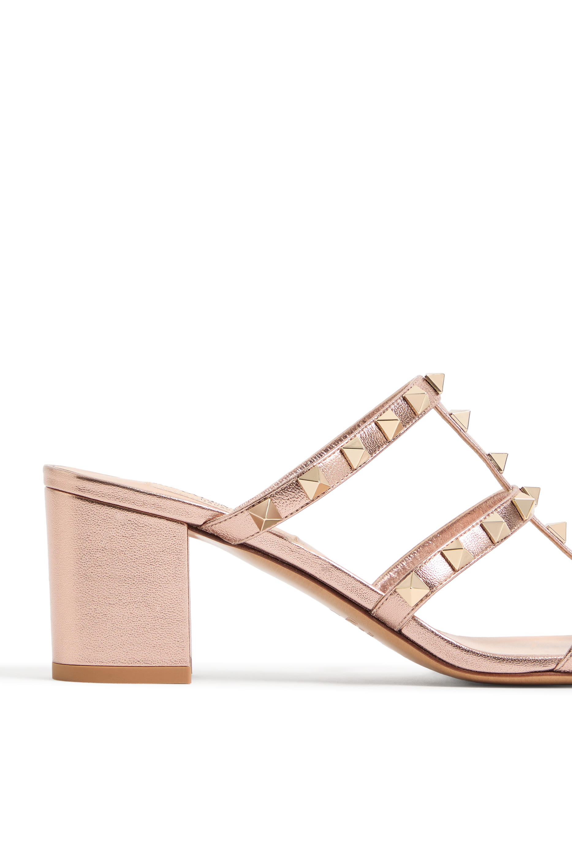  Rockstud Calfskin Leather 60 Slide Sandals