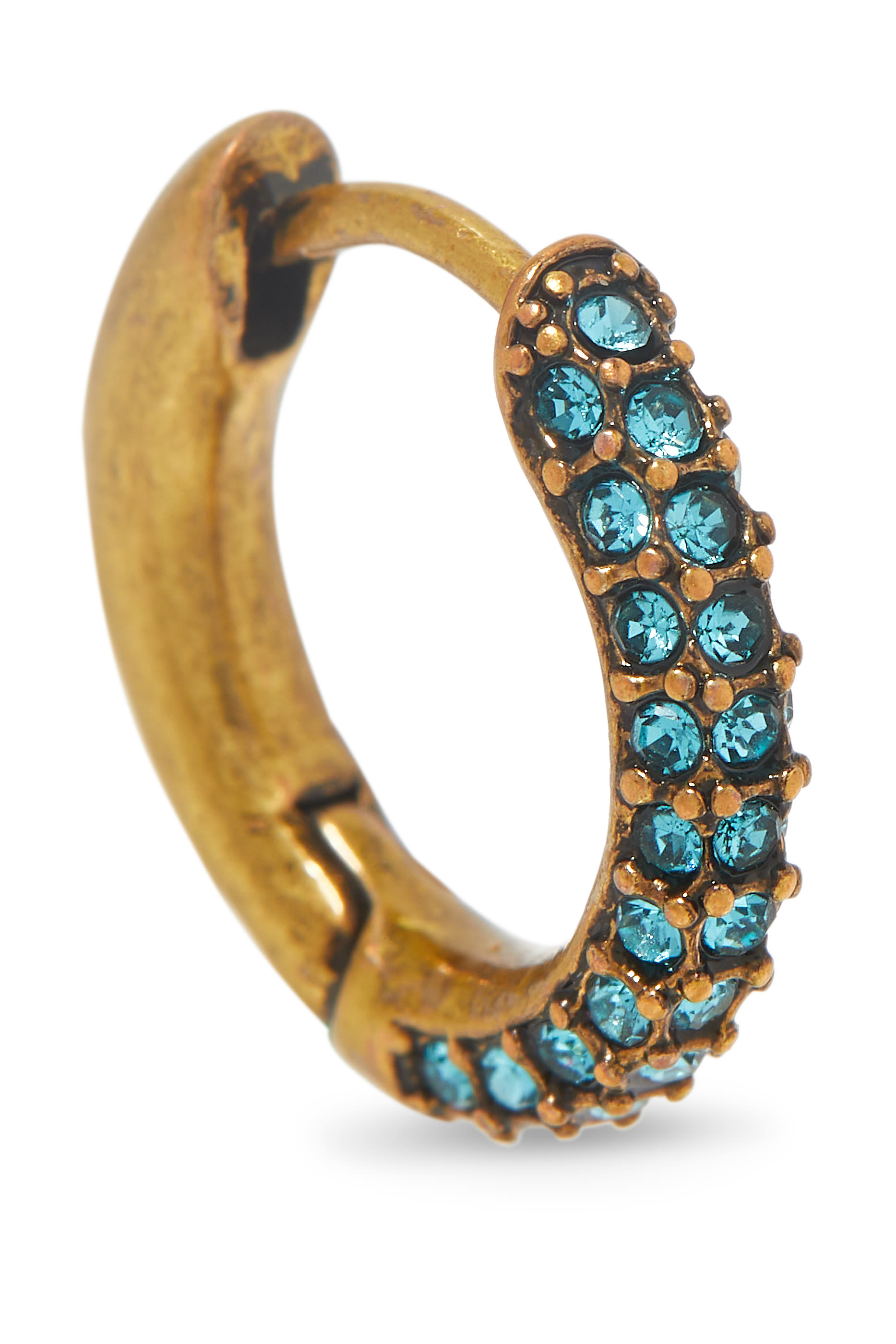 Pave Huggies Earrings, Brass