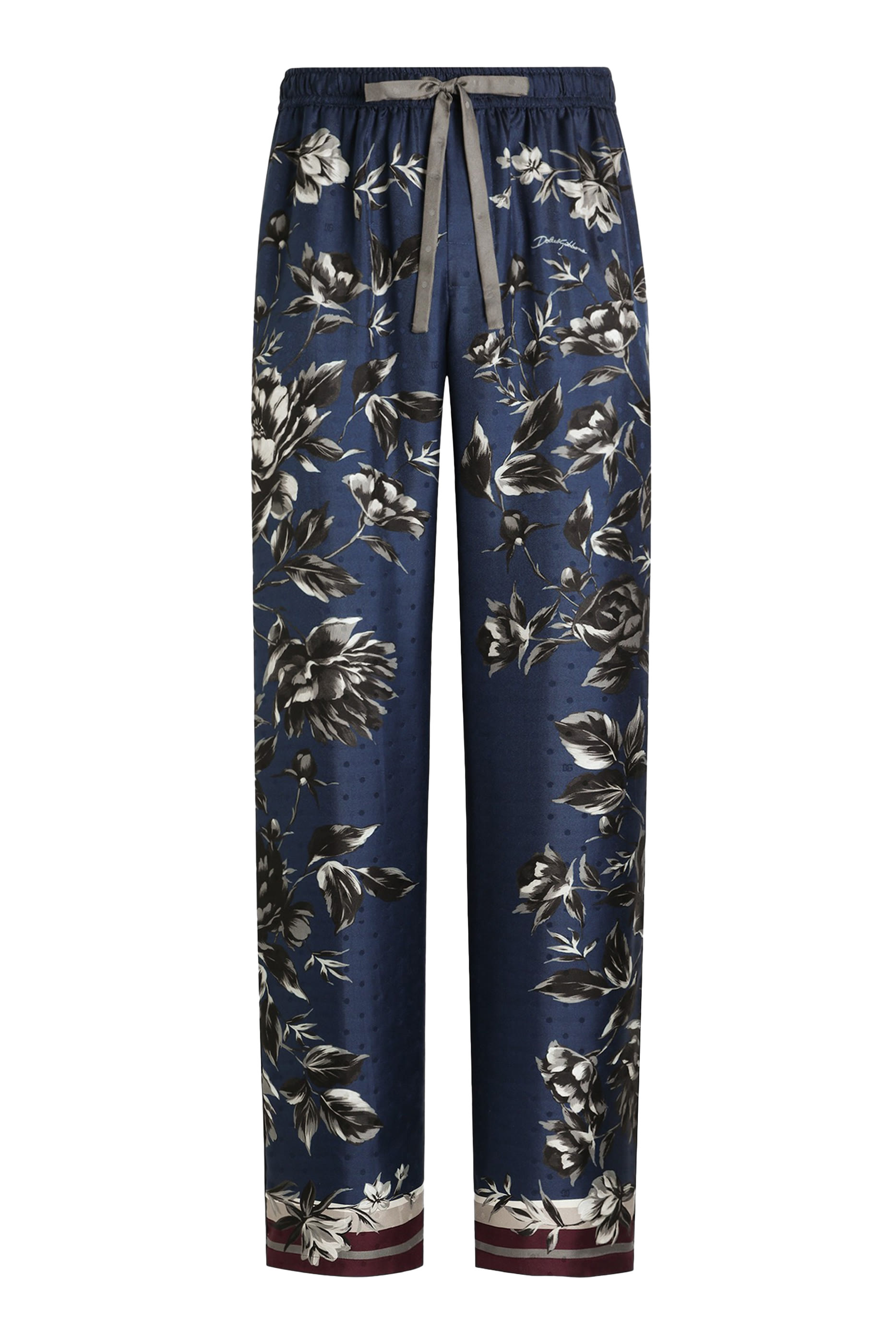 Peony-Print Vanity Twill Trousers