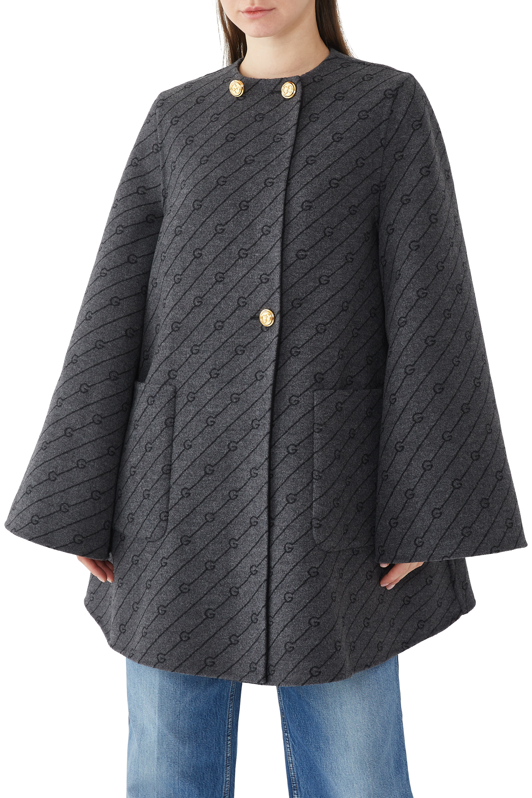 Diagonal G Wool Tweed Coat