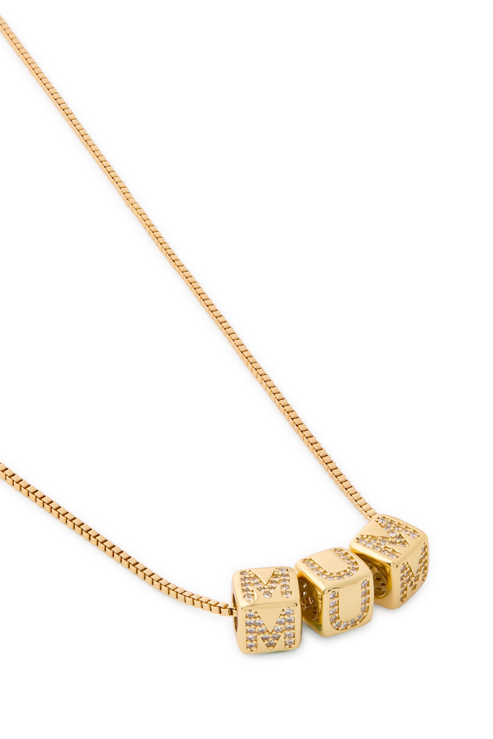 Mum Pendant, Brass & Cubic Zirconia