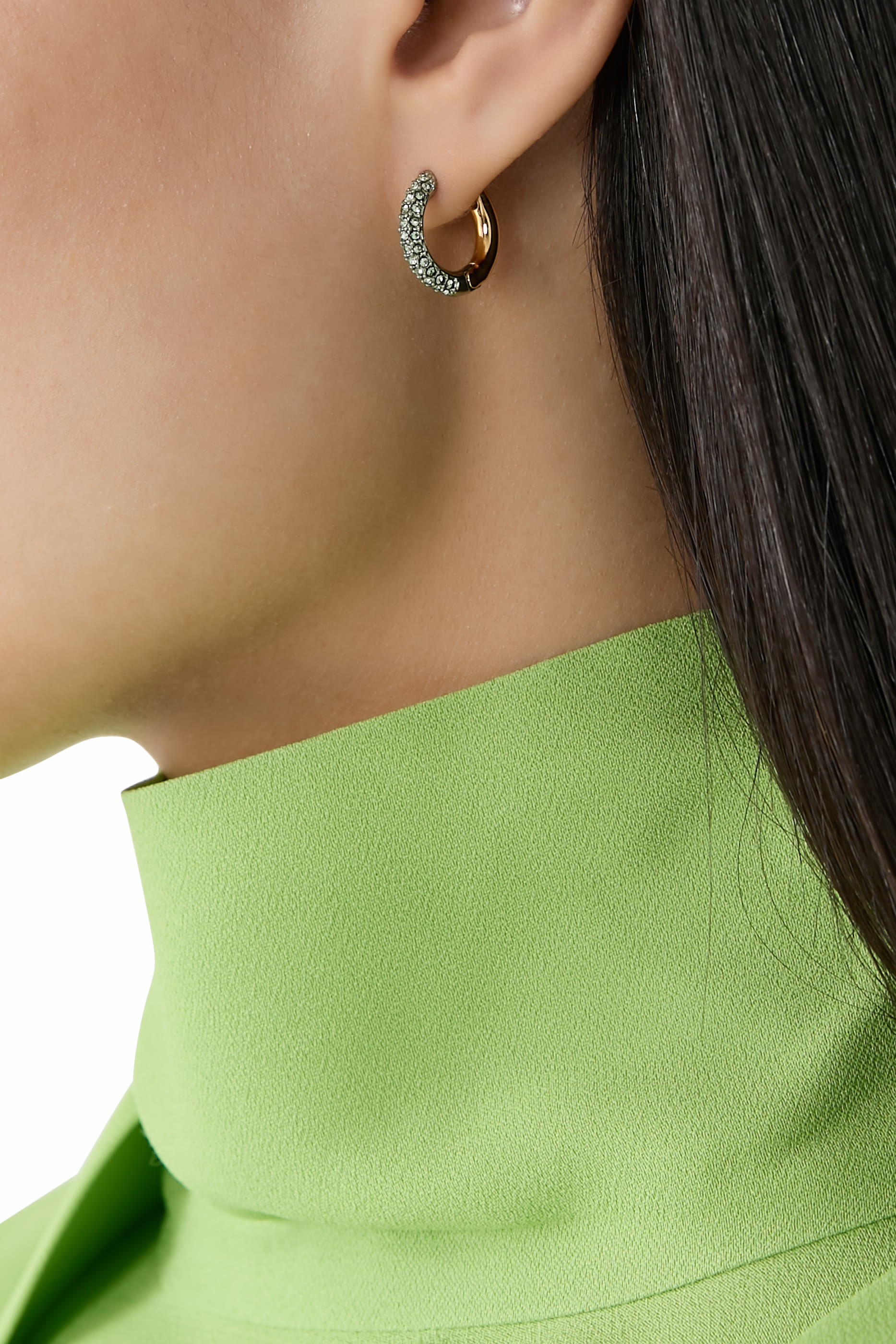 Pave Huggies Earrings, Brass