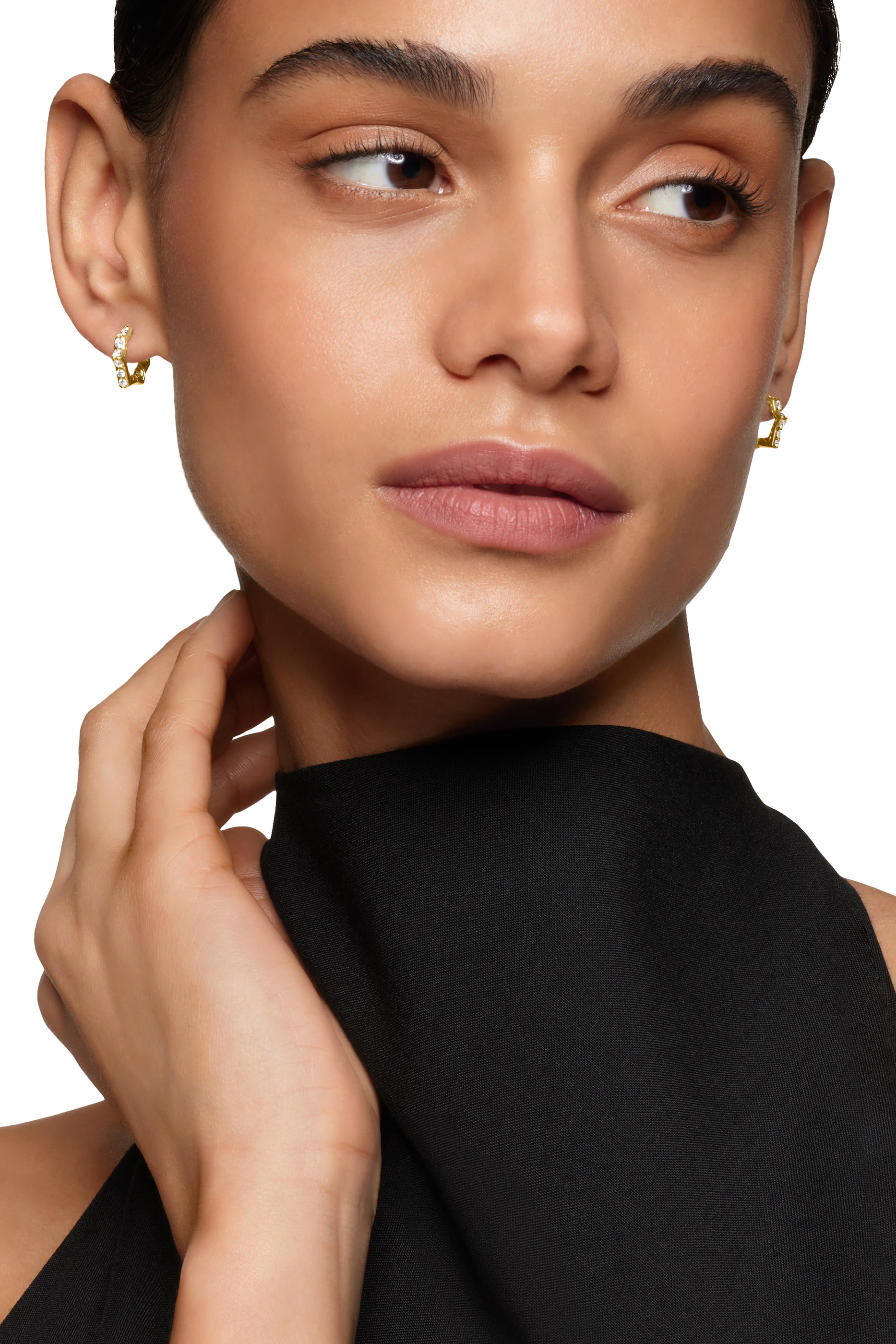 Zig Zag Stax Small Hoop Earrings, 18K Yellow Gold & Diamonds