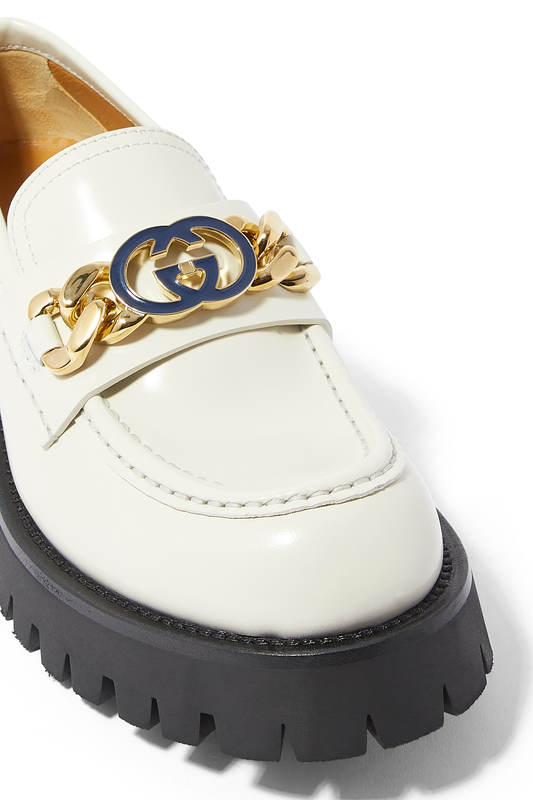 Lug Sole Leather Loafers