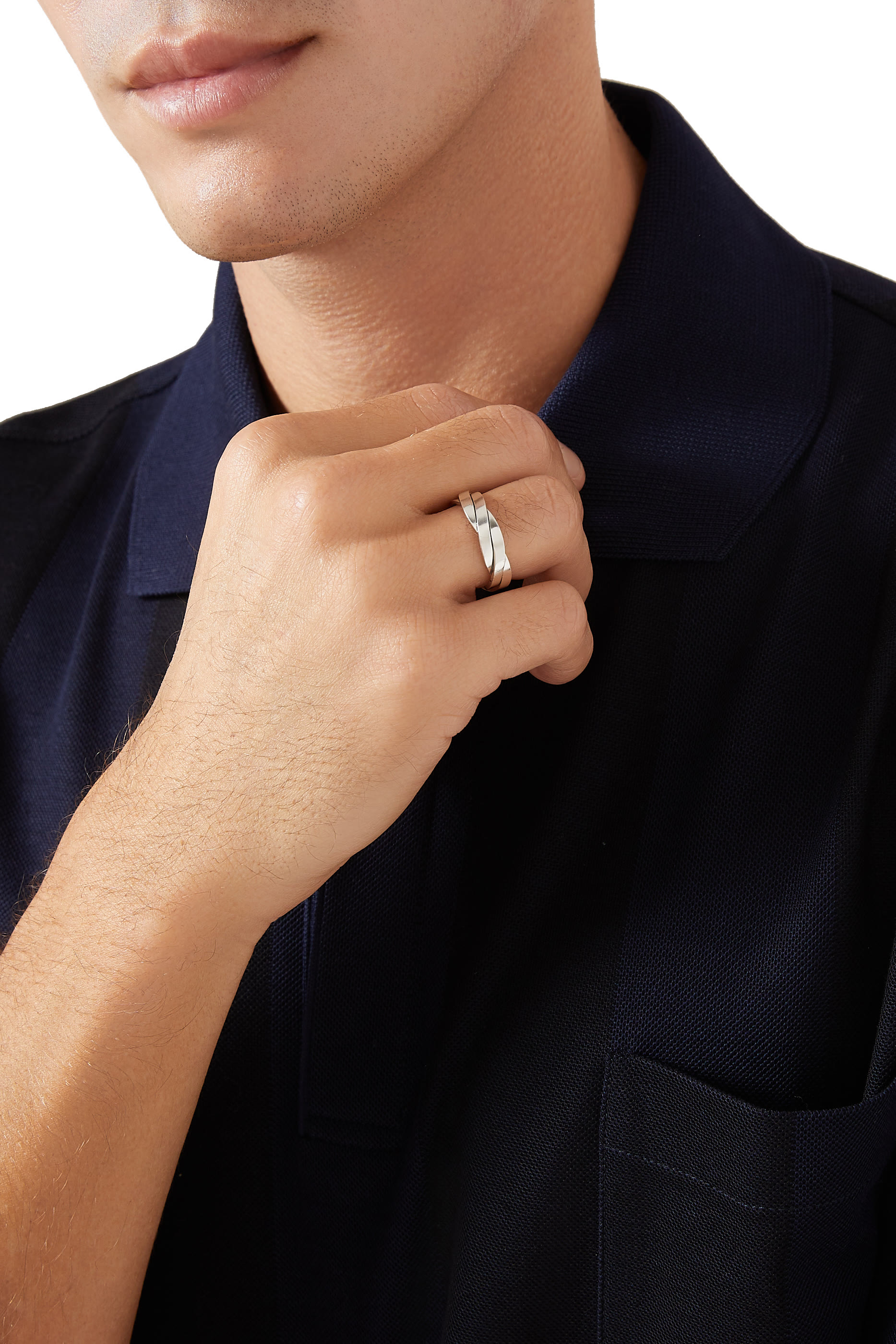 Streamline&reg; Two Row Band Ring, Sterling Silver & Diamonds