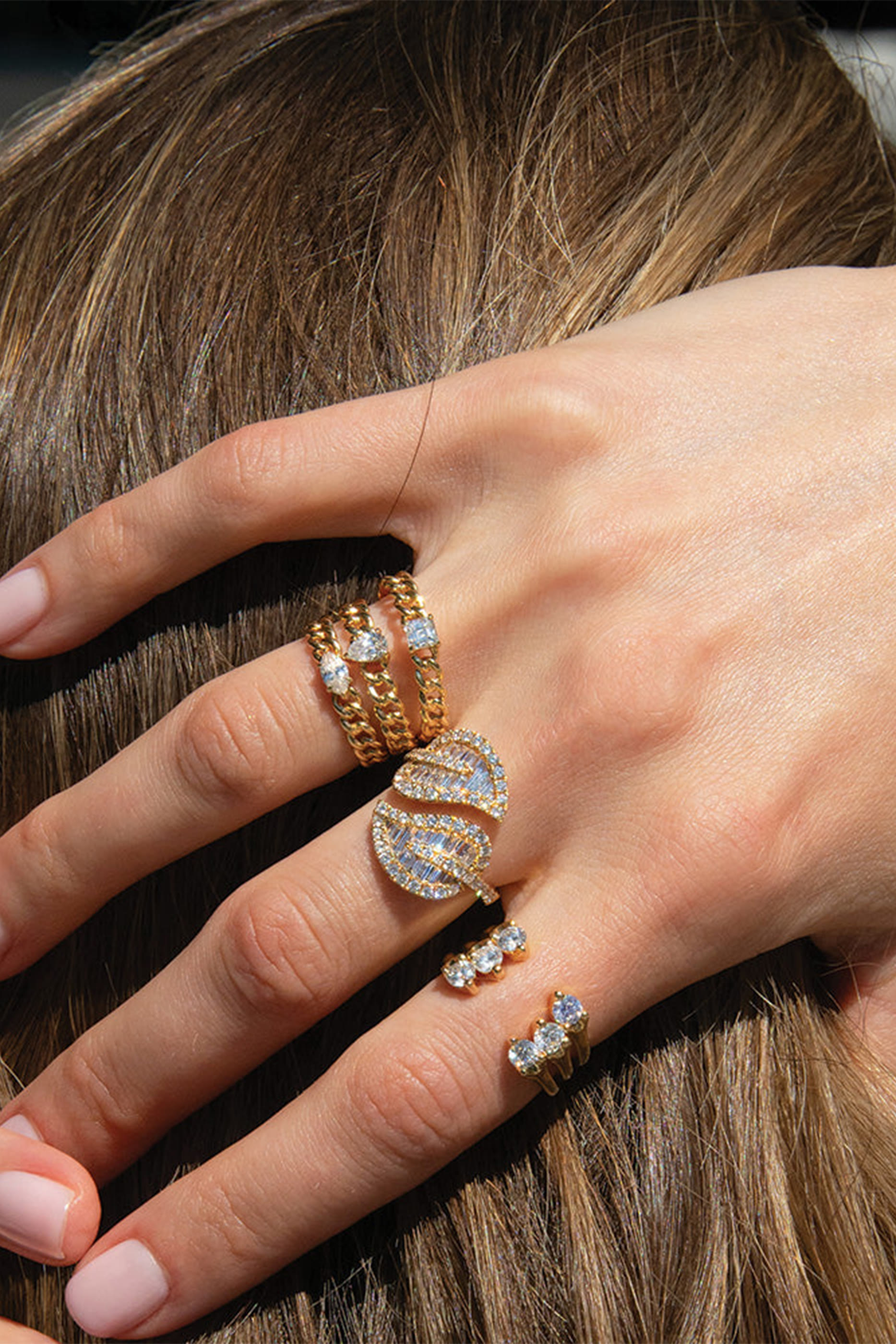 Orbit Split Diamond Ring, 18k Yellow Gold & Diamonds